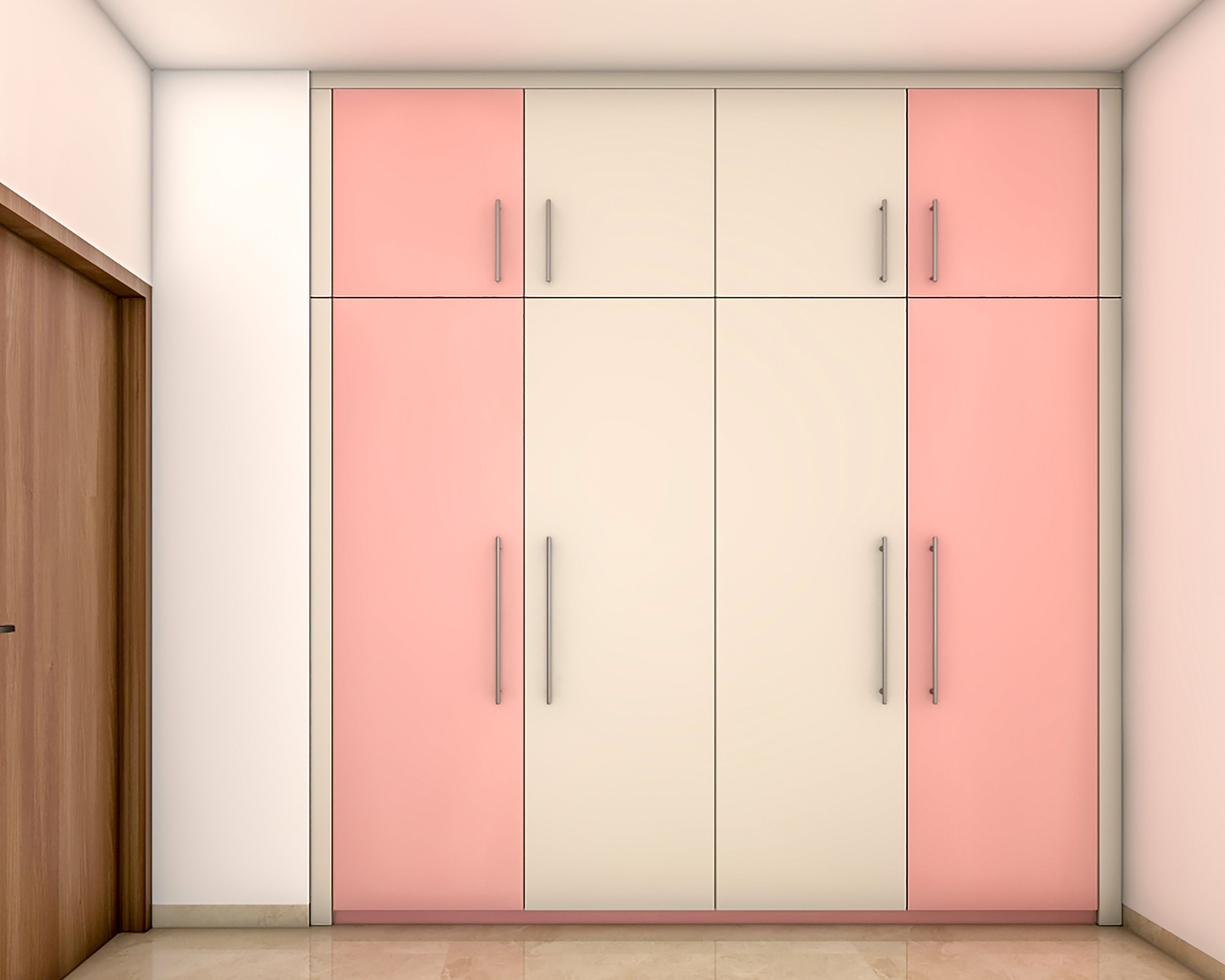 Pink And White Wardrobe Design - Livspace