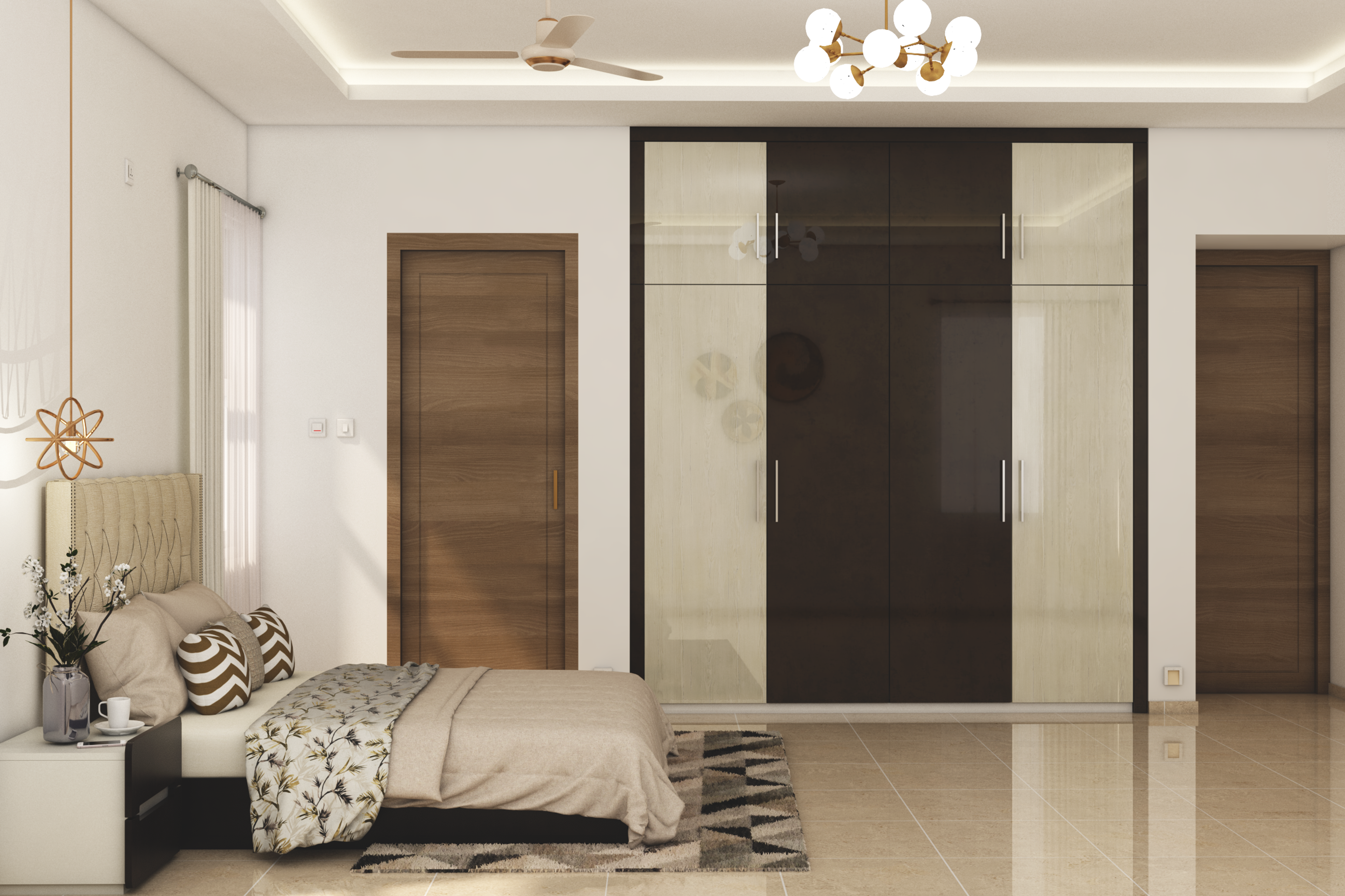 Contemporary Two-Toned Wardrobe Design With Swing Shutters