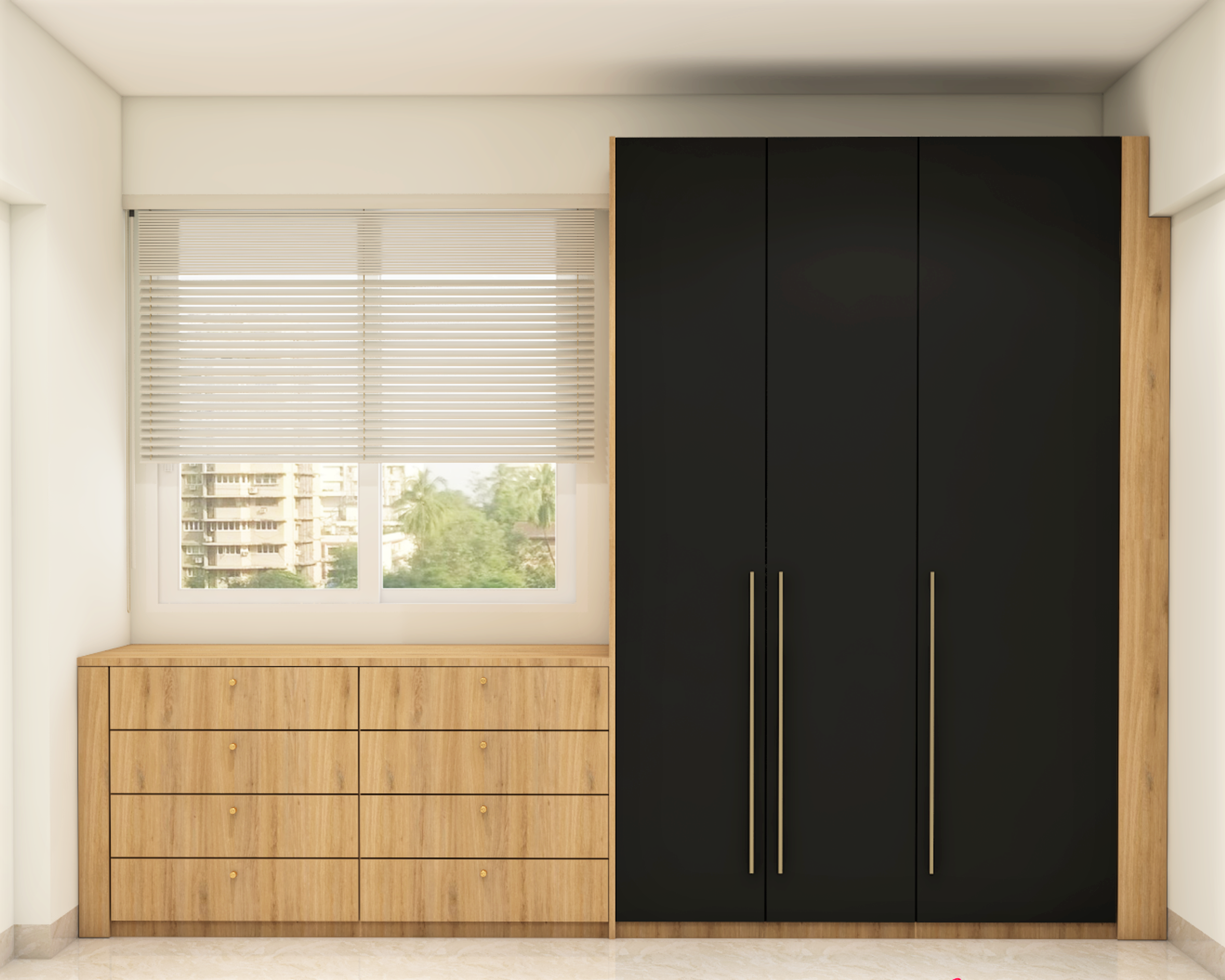 Dark Contemporary Style Wardrobe Design With Matte Finish