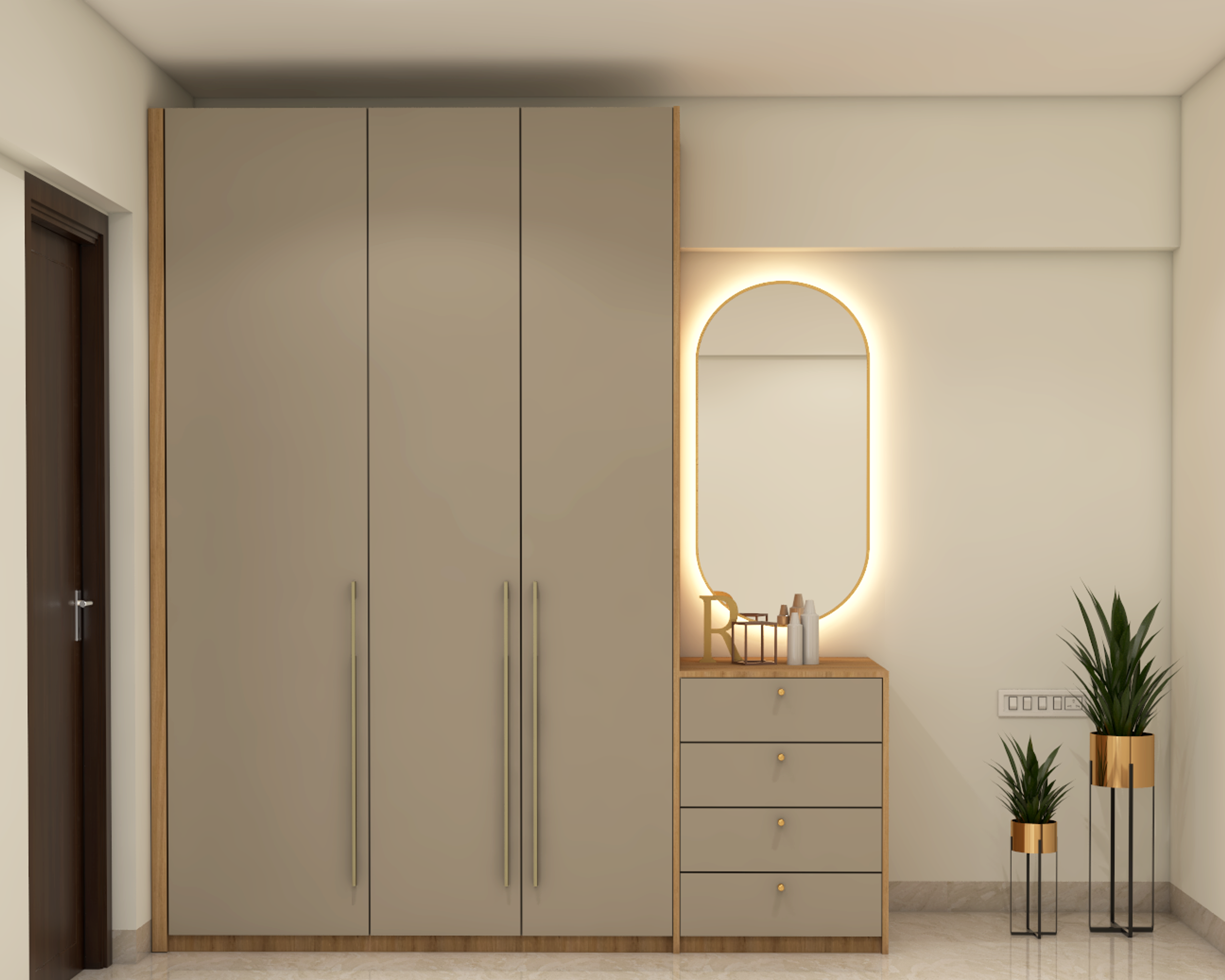 Contemporary Wardrobe Design With Dressing Table