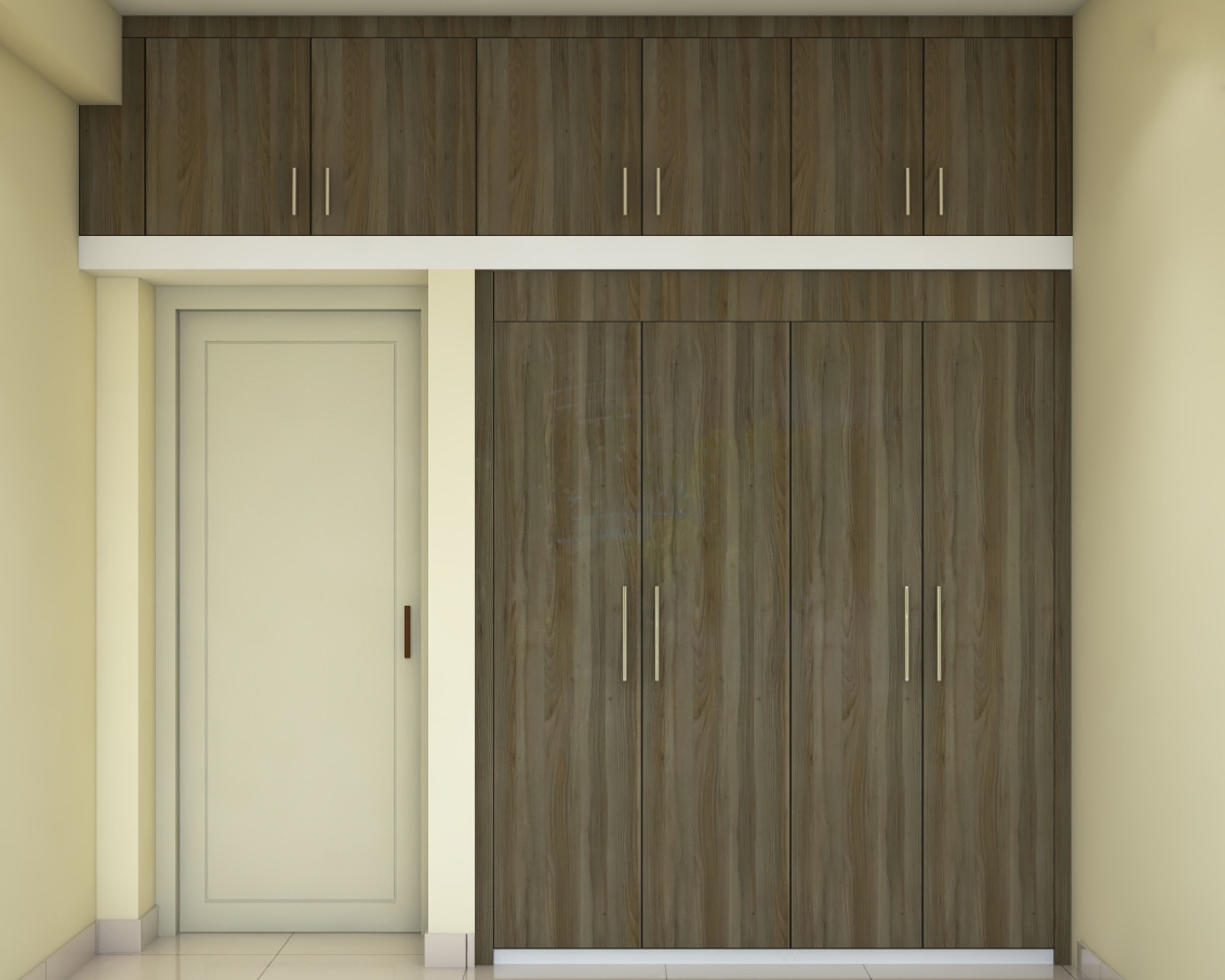 Contemporary Brown Wood Finish Wardrobe Design