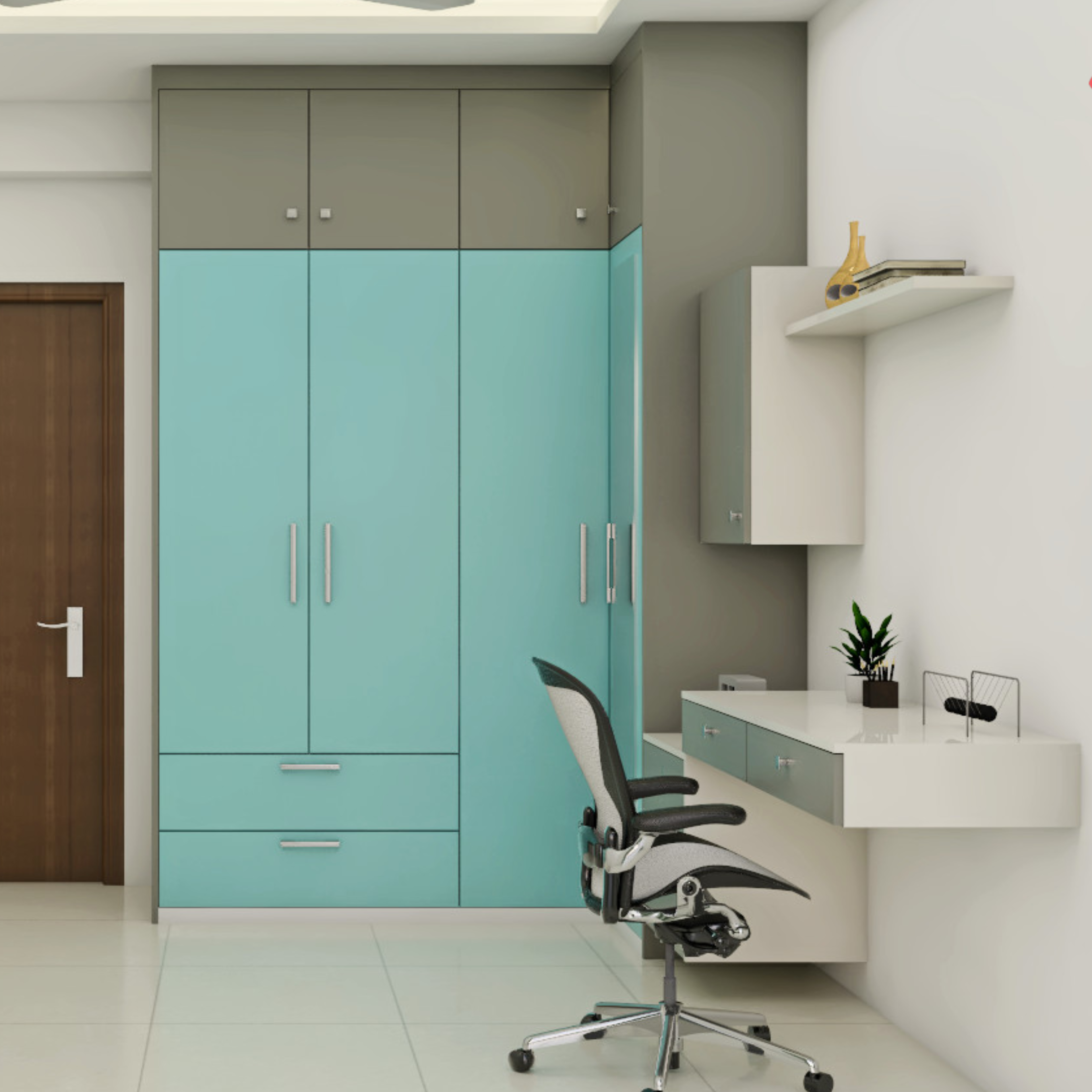 Compact Contemporary Style Wardrobe Design With Dual Colours