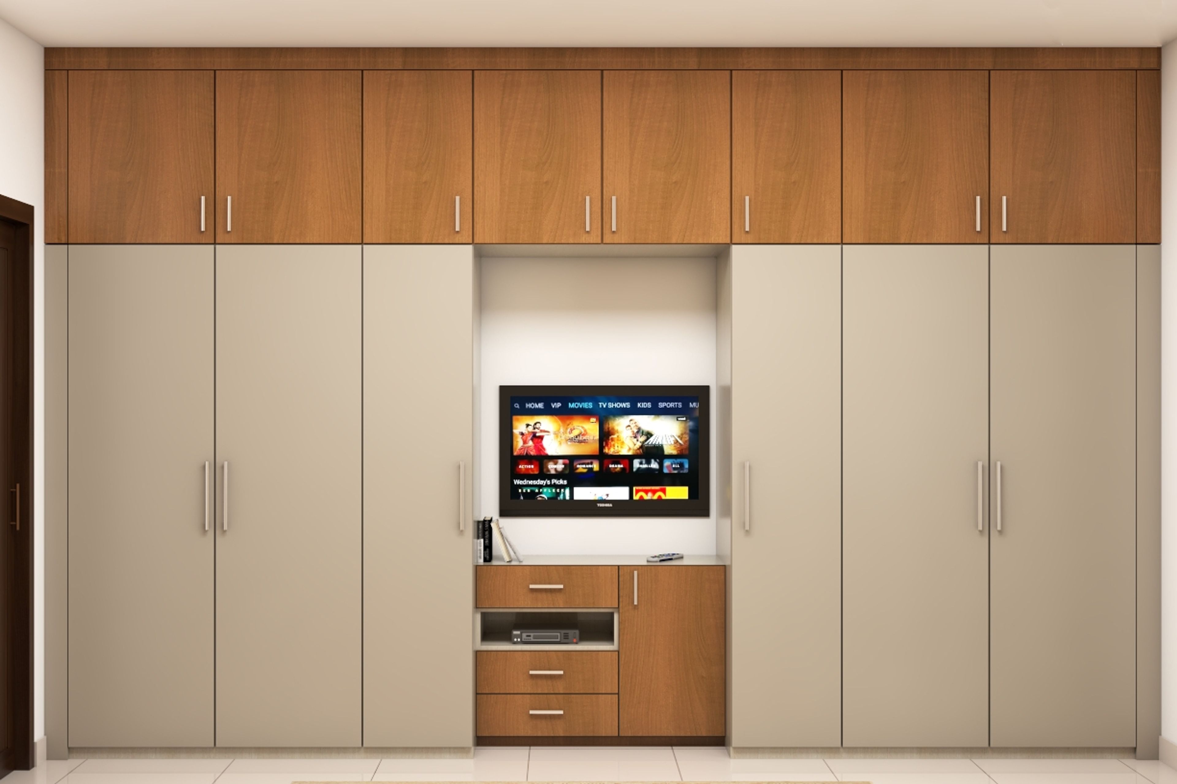 Wardrobe Design with Integrated TV Unit - Livspace