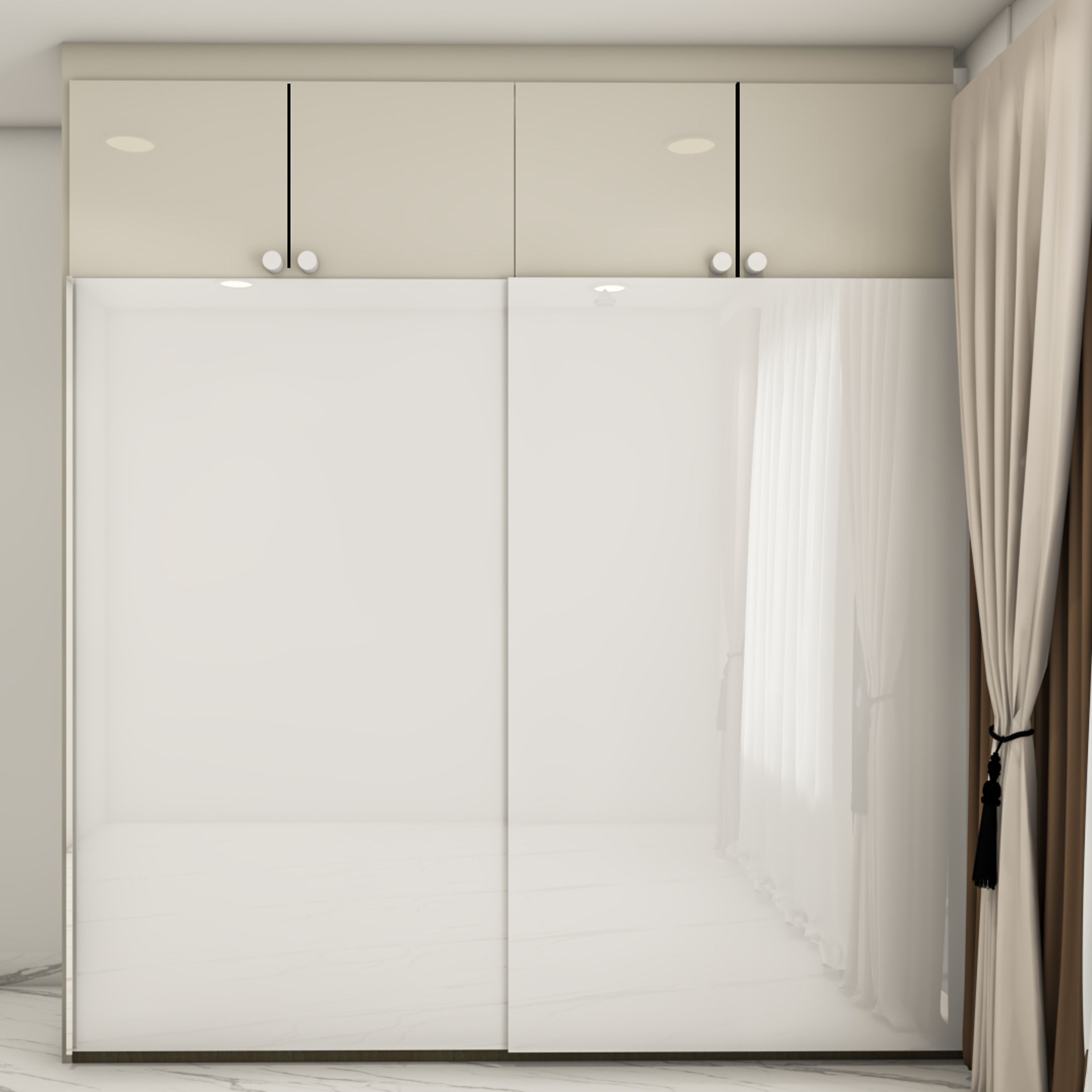 Beige Sliding Wardrobe - Livspace