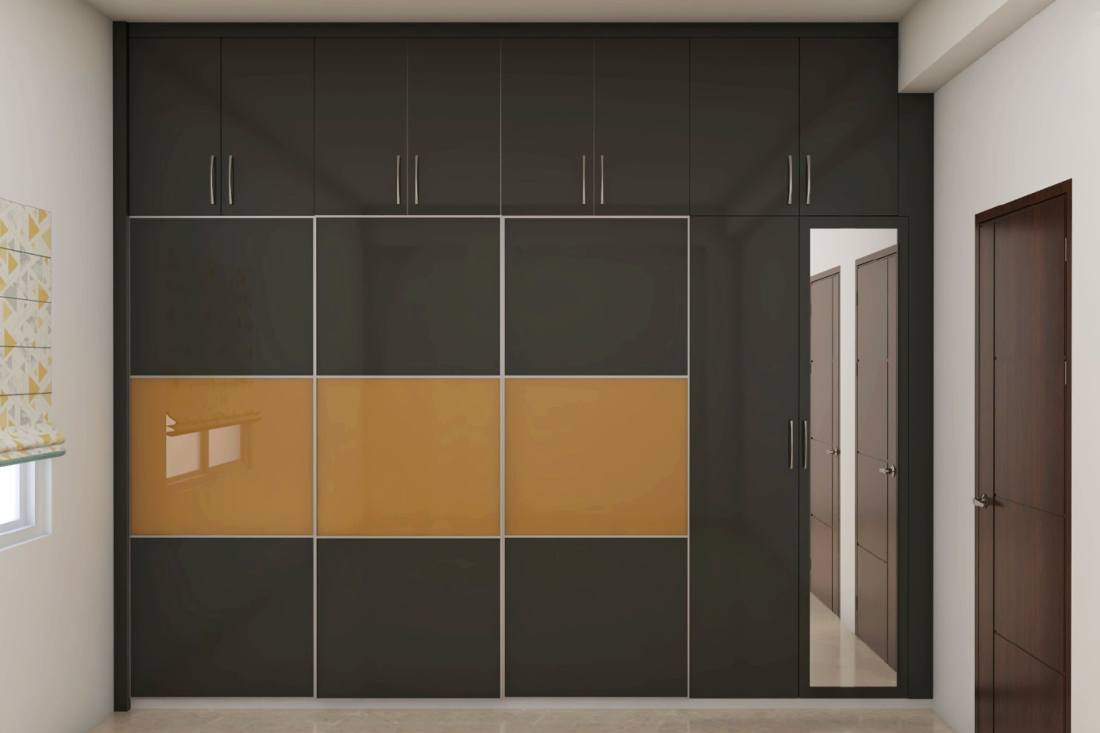 Contemporary Spacious Dual Toned Wardrobe Design