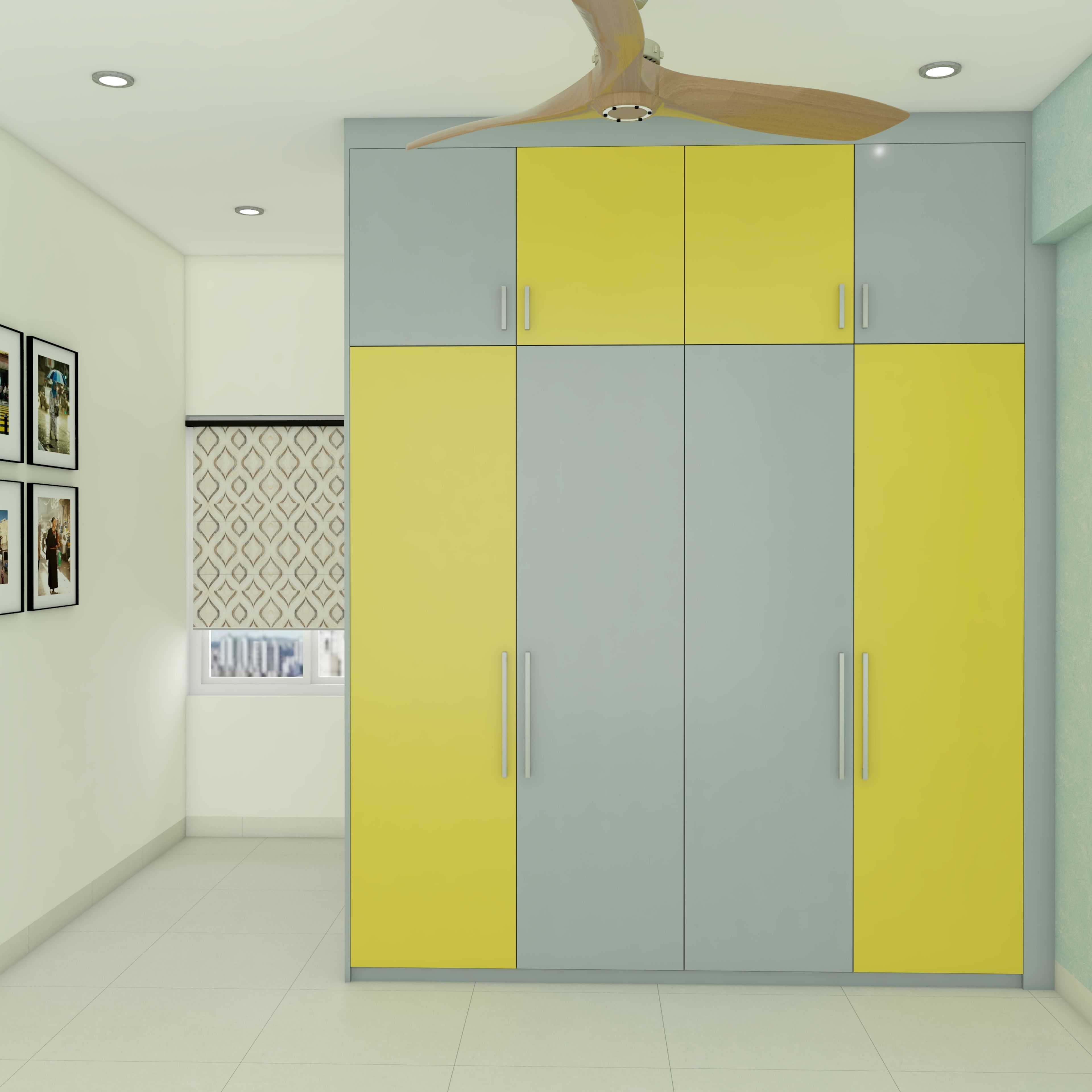 Contemporary Yellow And Grey Wardrobe Design
