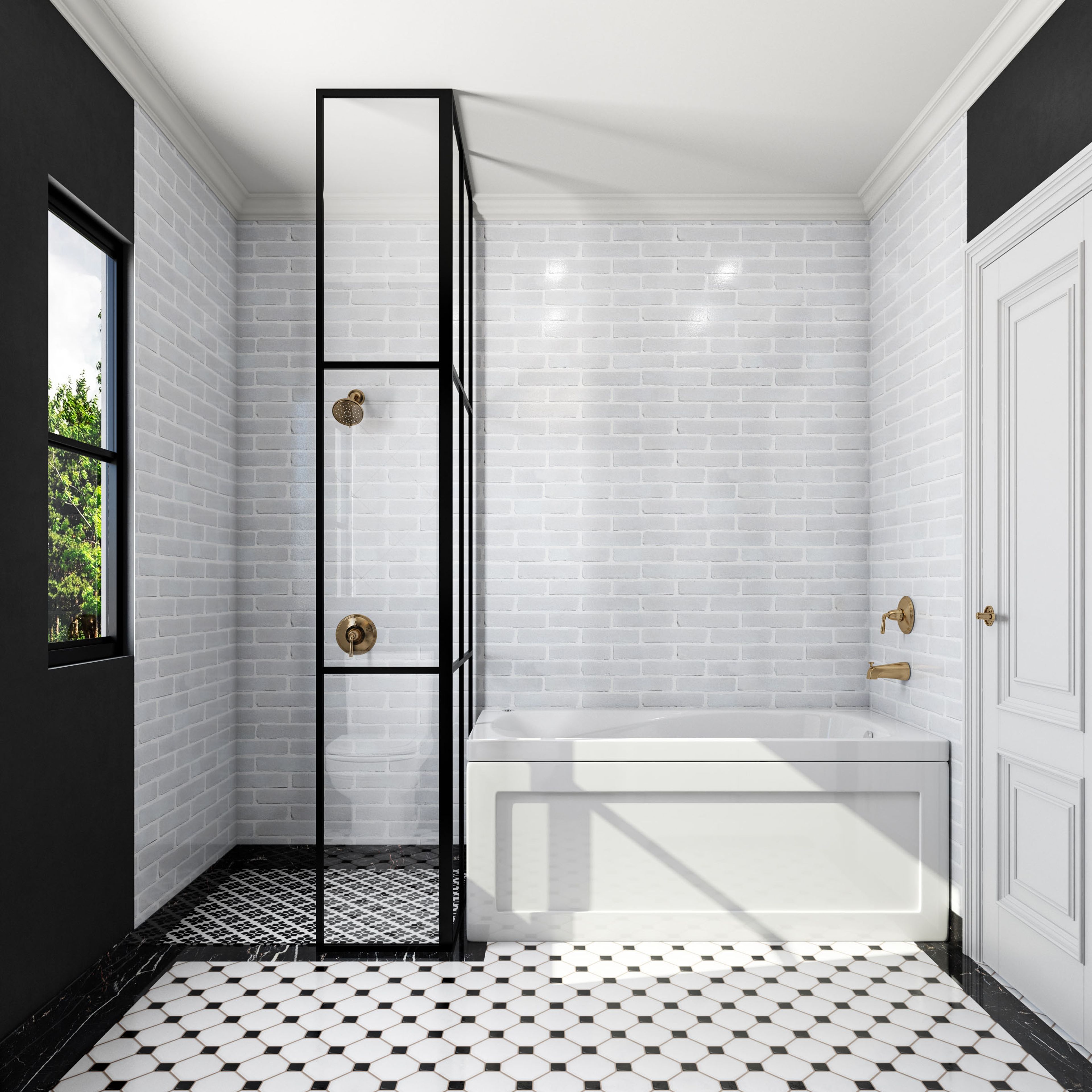 Porcelain Black And White Tile Design - Livspace