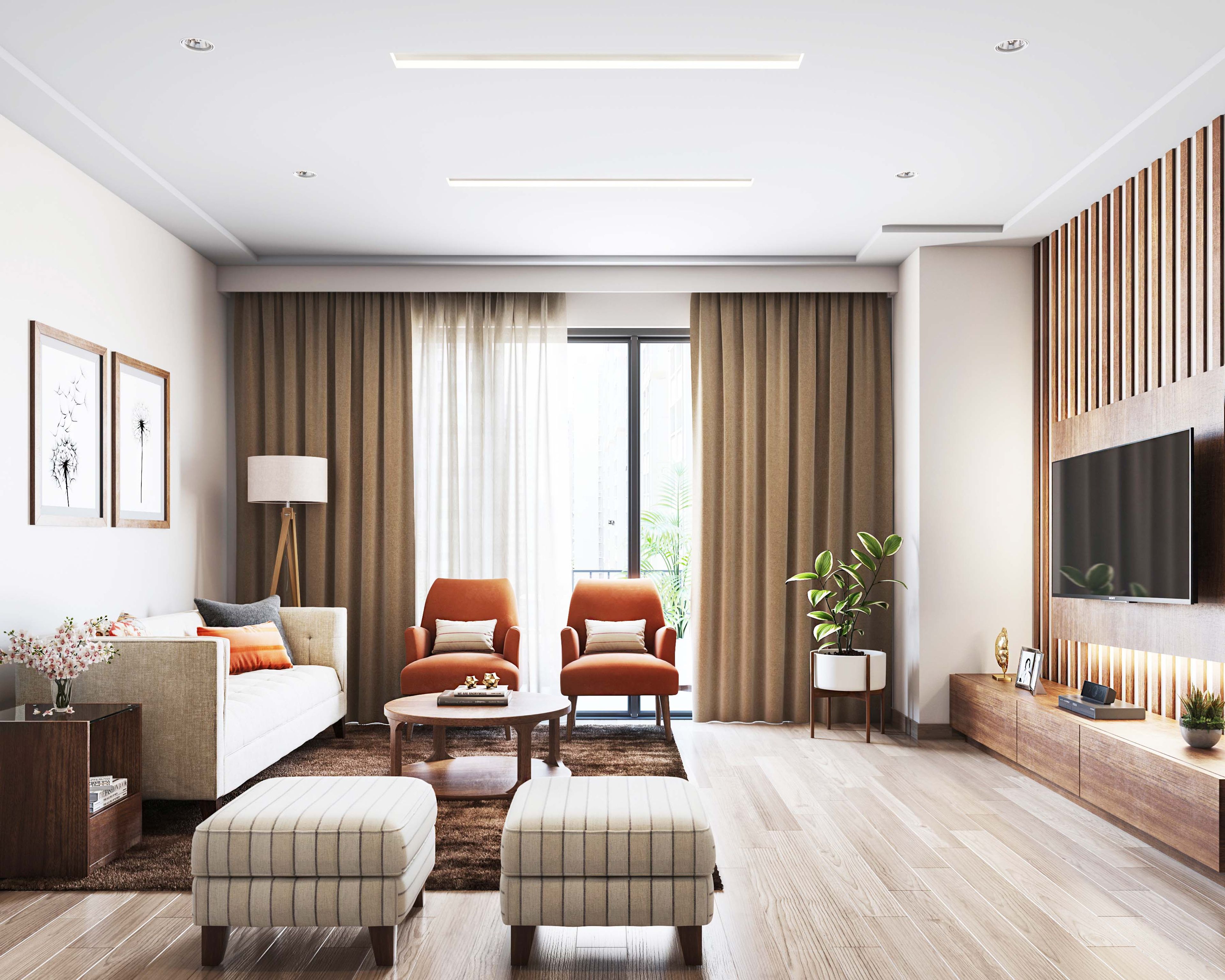 Modern Rectangular POP Ceiling Design - Livspace