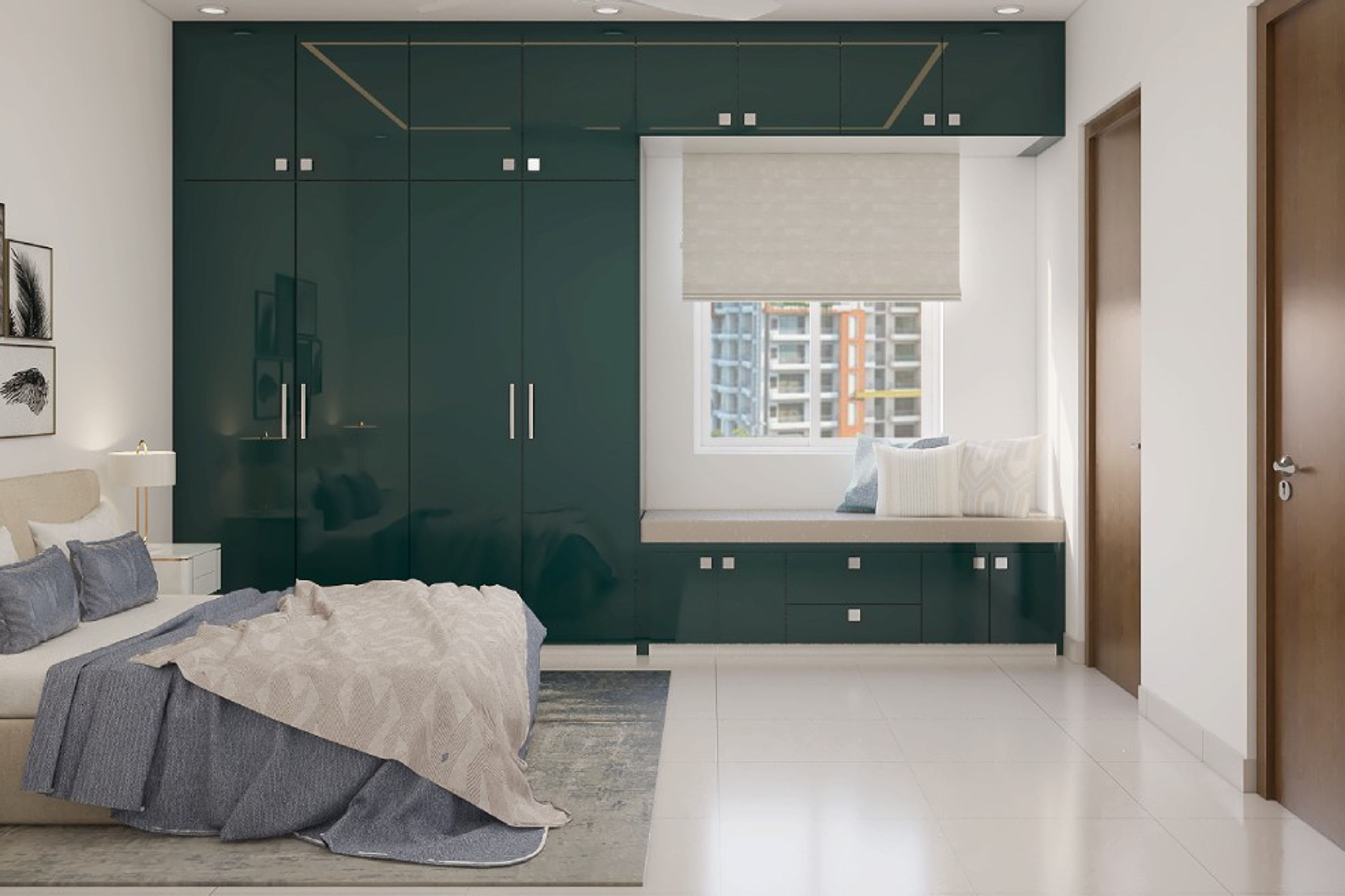 Square White Flooring Tiles Design - Livspace