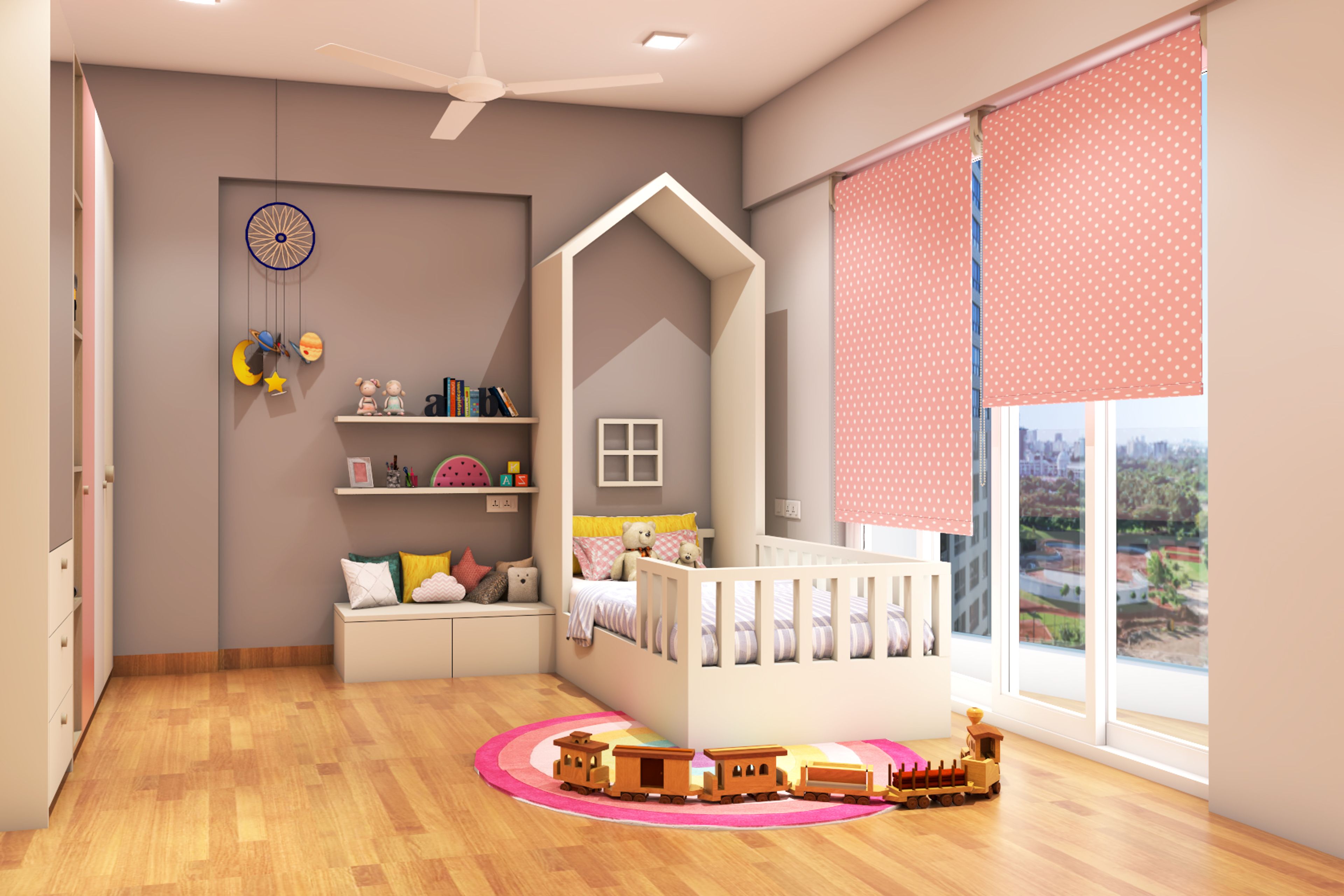 Modern Caramel Brown Wooden Flooring Design