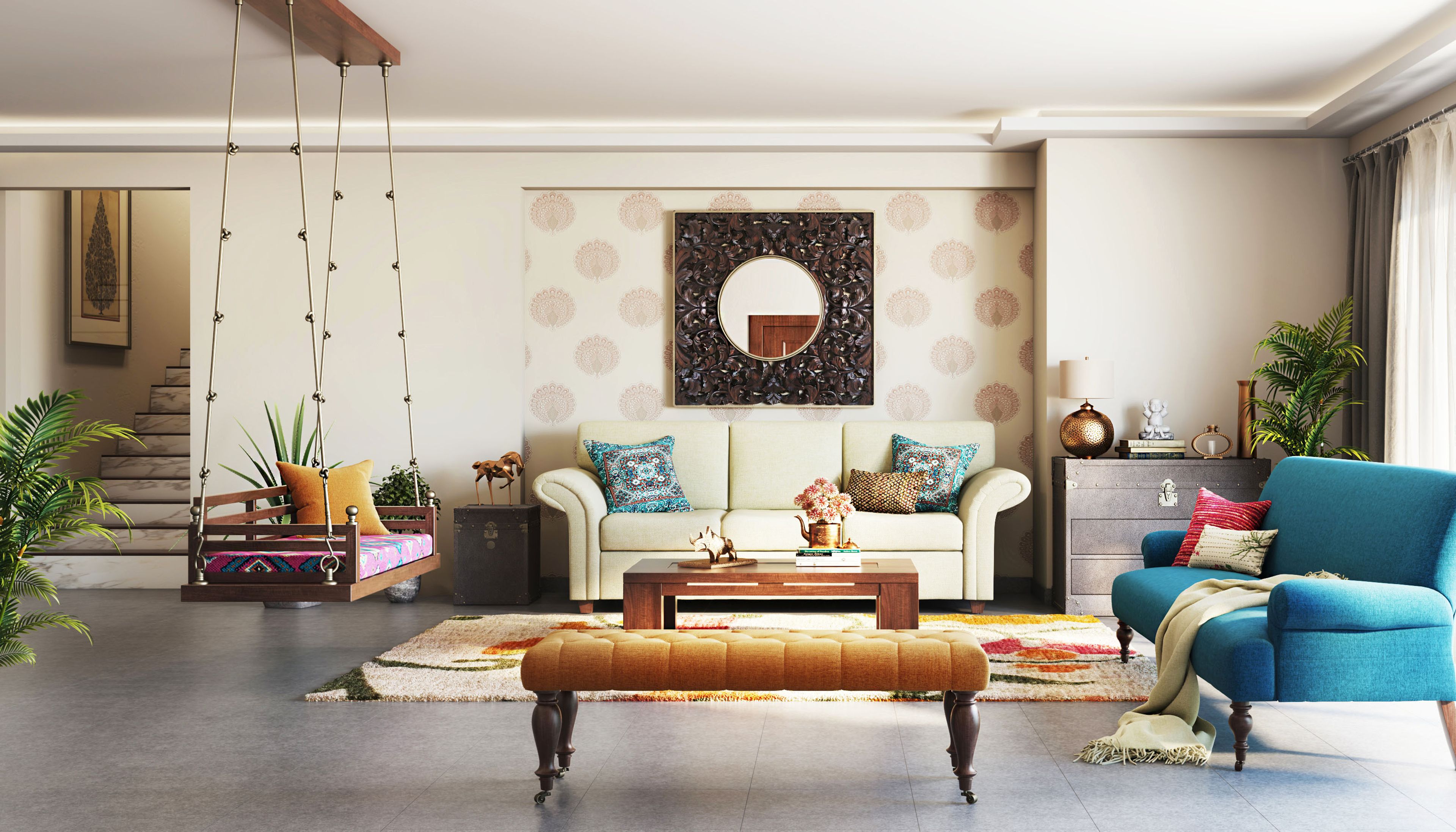 2x2 Ft Classic Grey Flooring Design With Square Tiles - Livspace