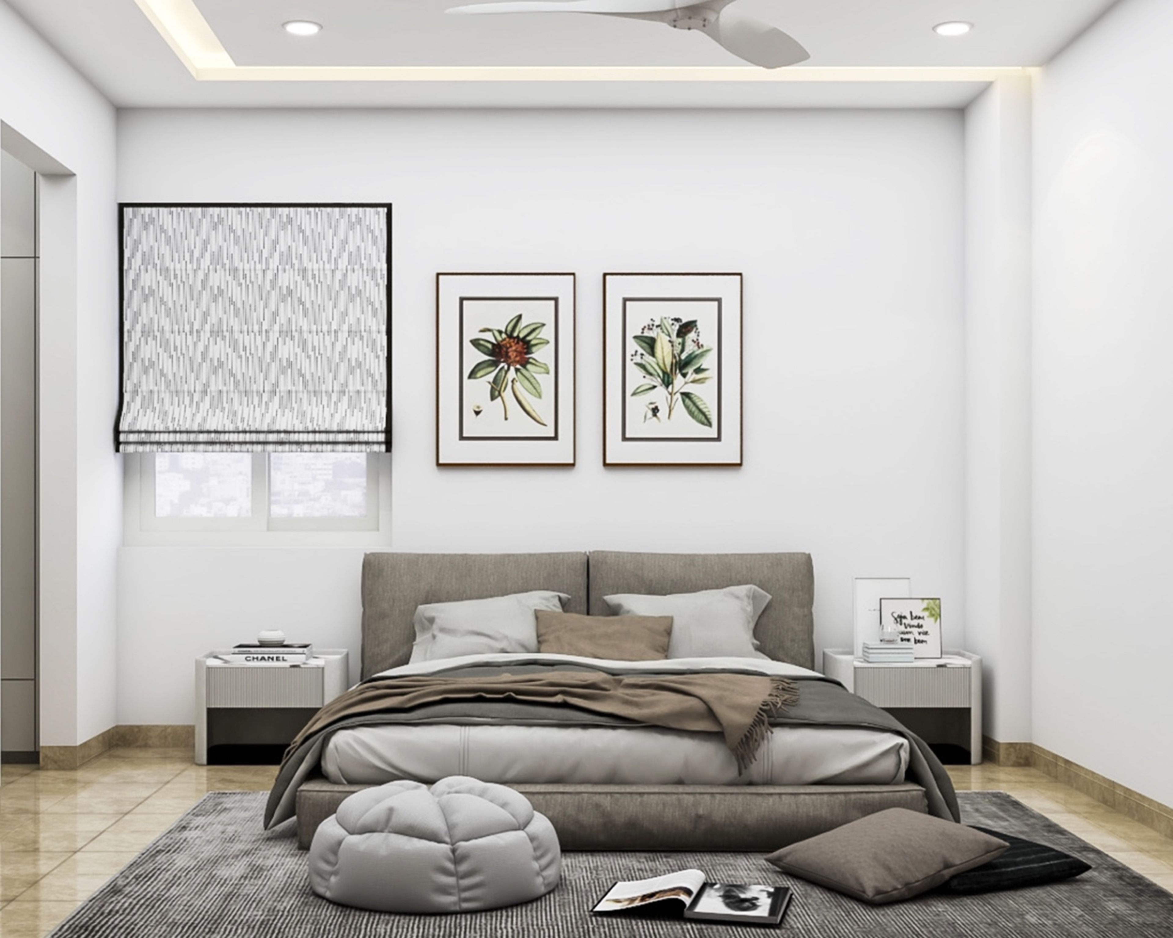 Contemporary Guest Room Design With A Platform Bed And Side Tables