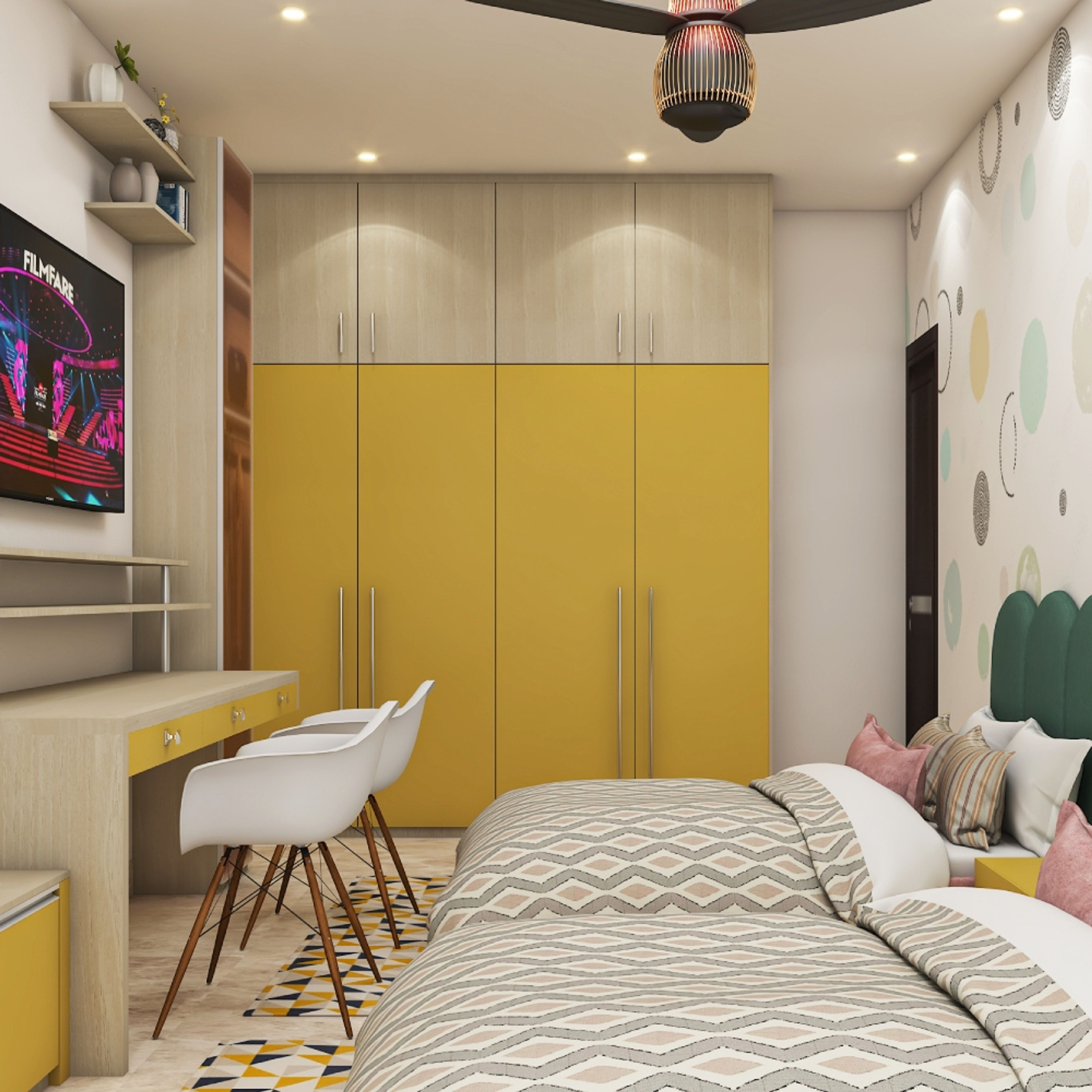 Modern Kids Room Design For Girls With Twin Beds