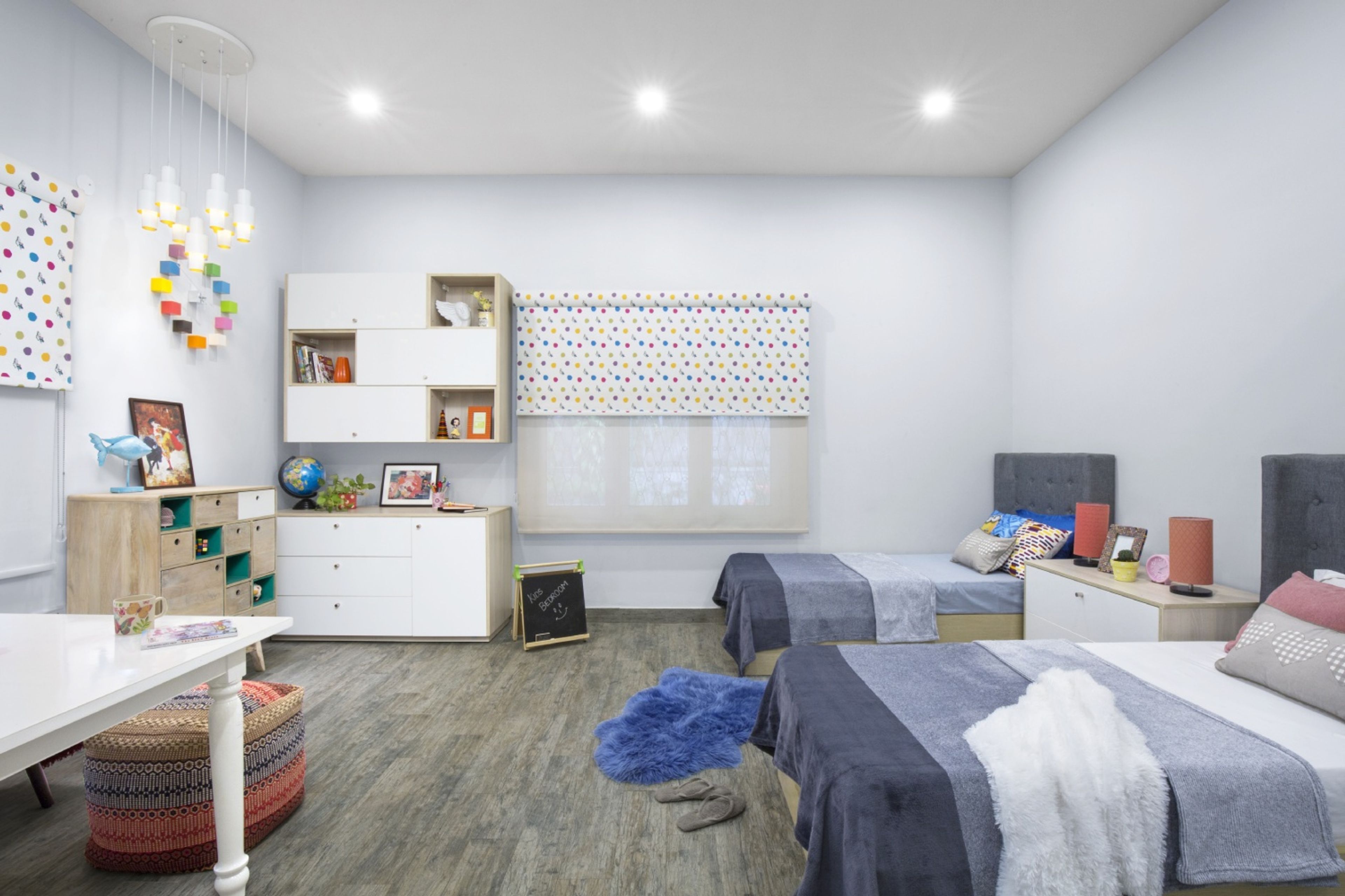 Modern Kids Room Design With Two Single Beds