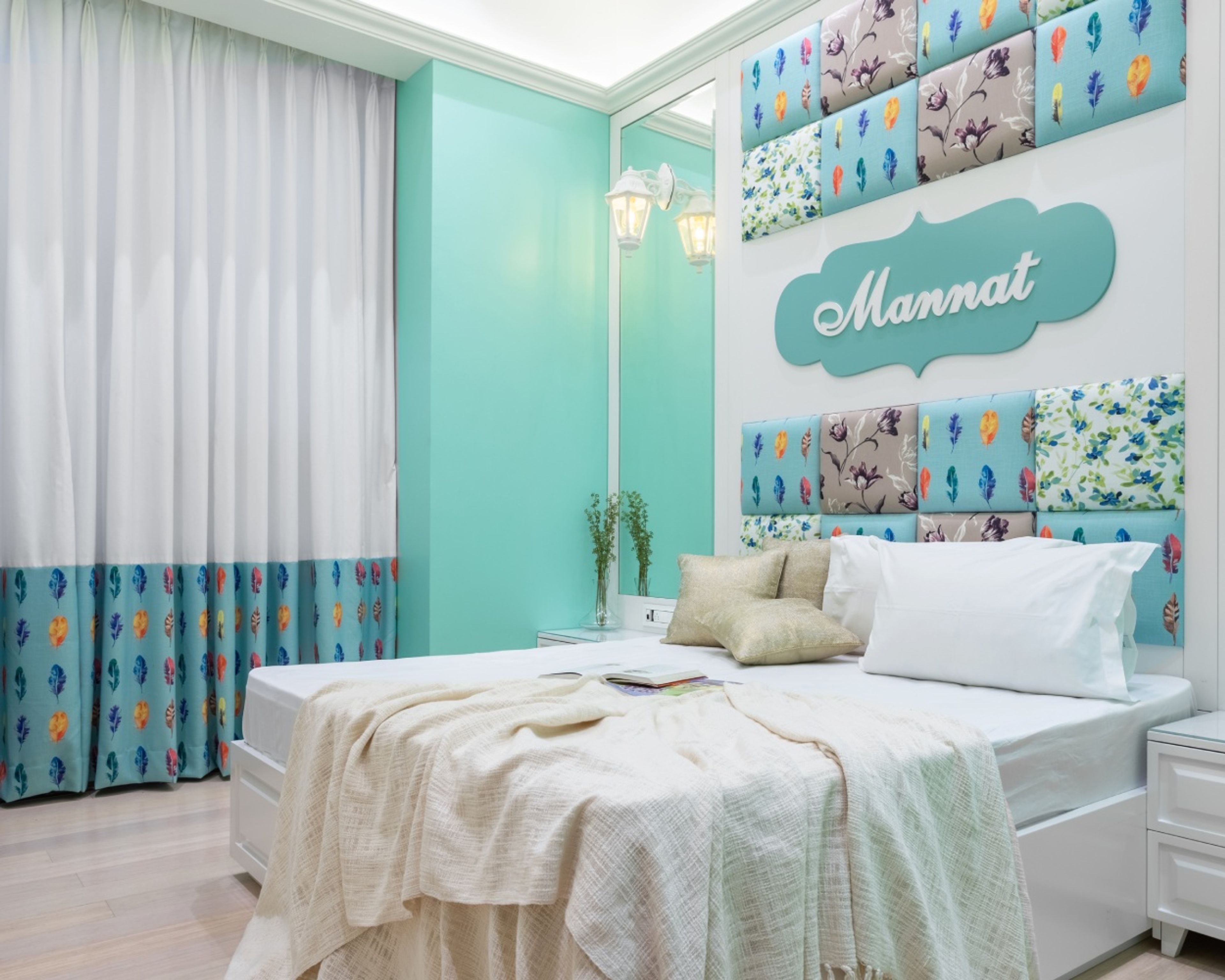 Classical Kids Room Design For Girls With A White Double Bed