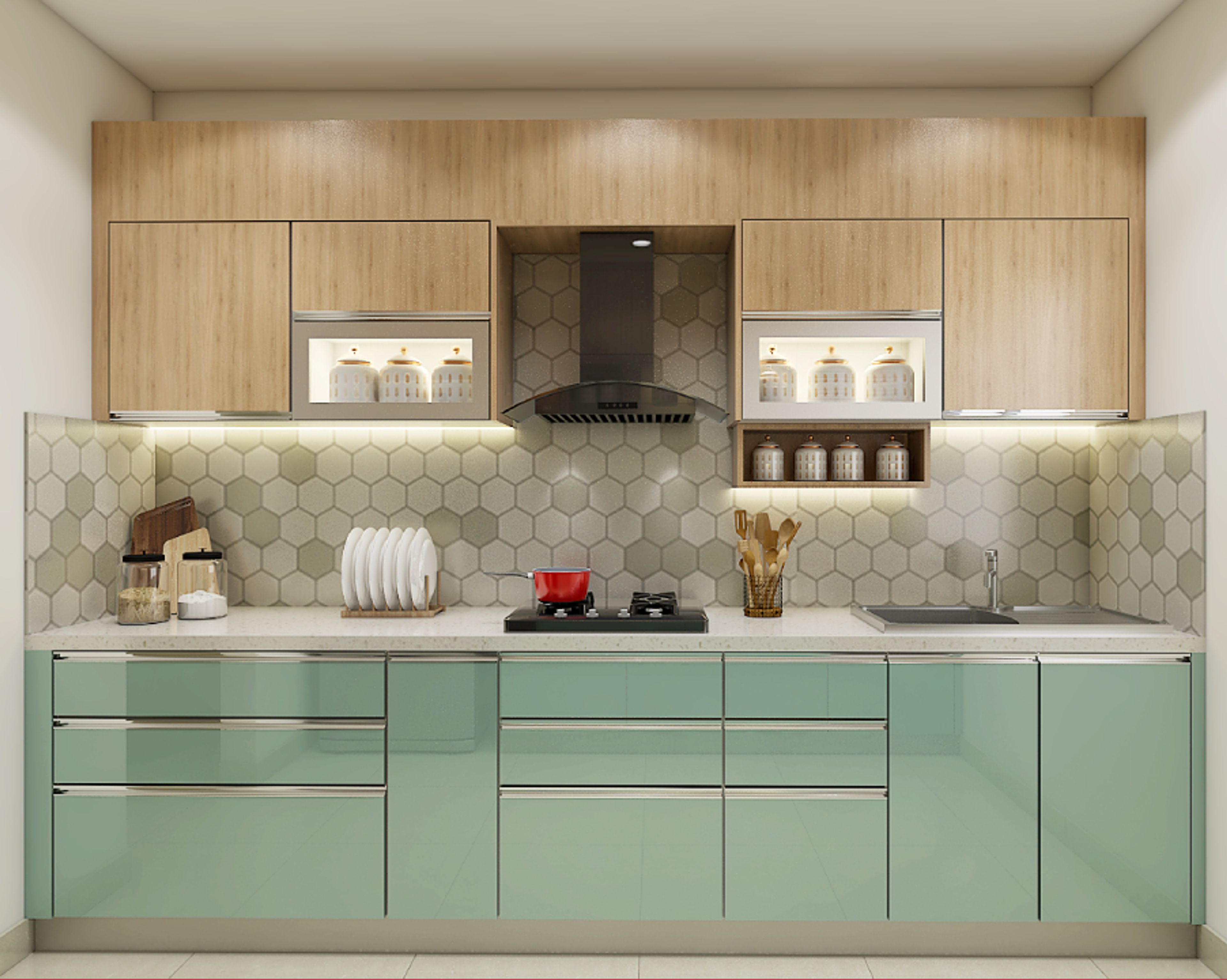 Modern Parallel Kitchen Design With A Quartz Countertop