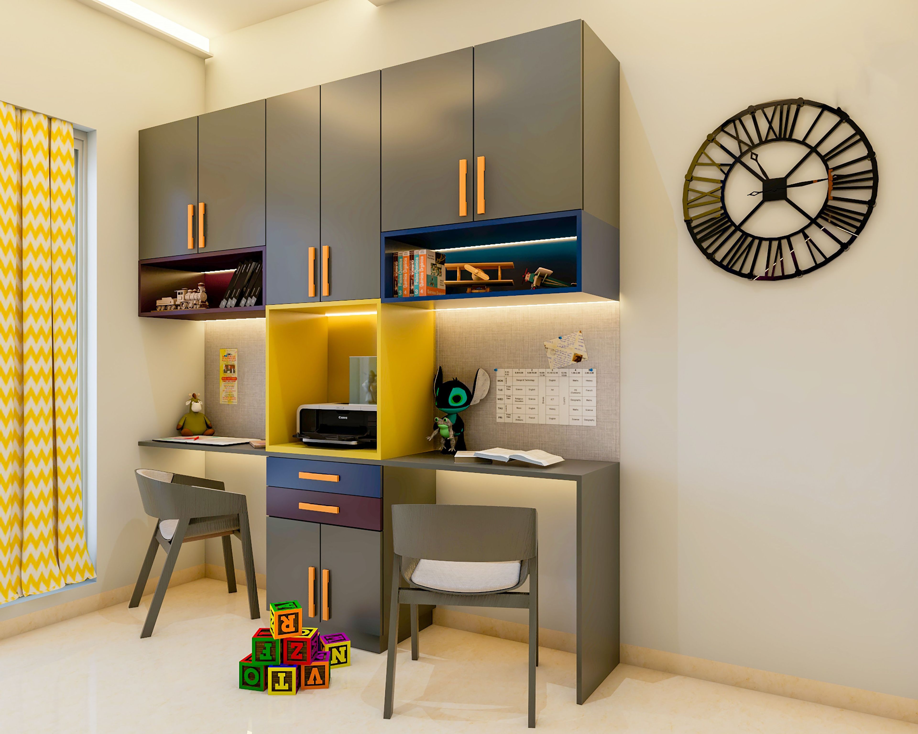 Colonial Study Room Design - Livspace