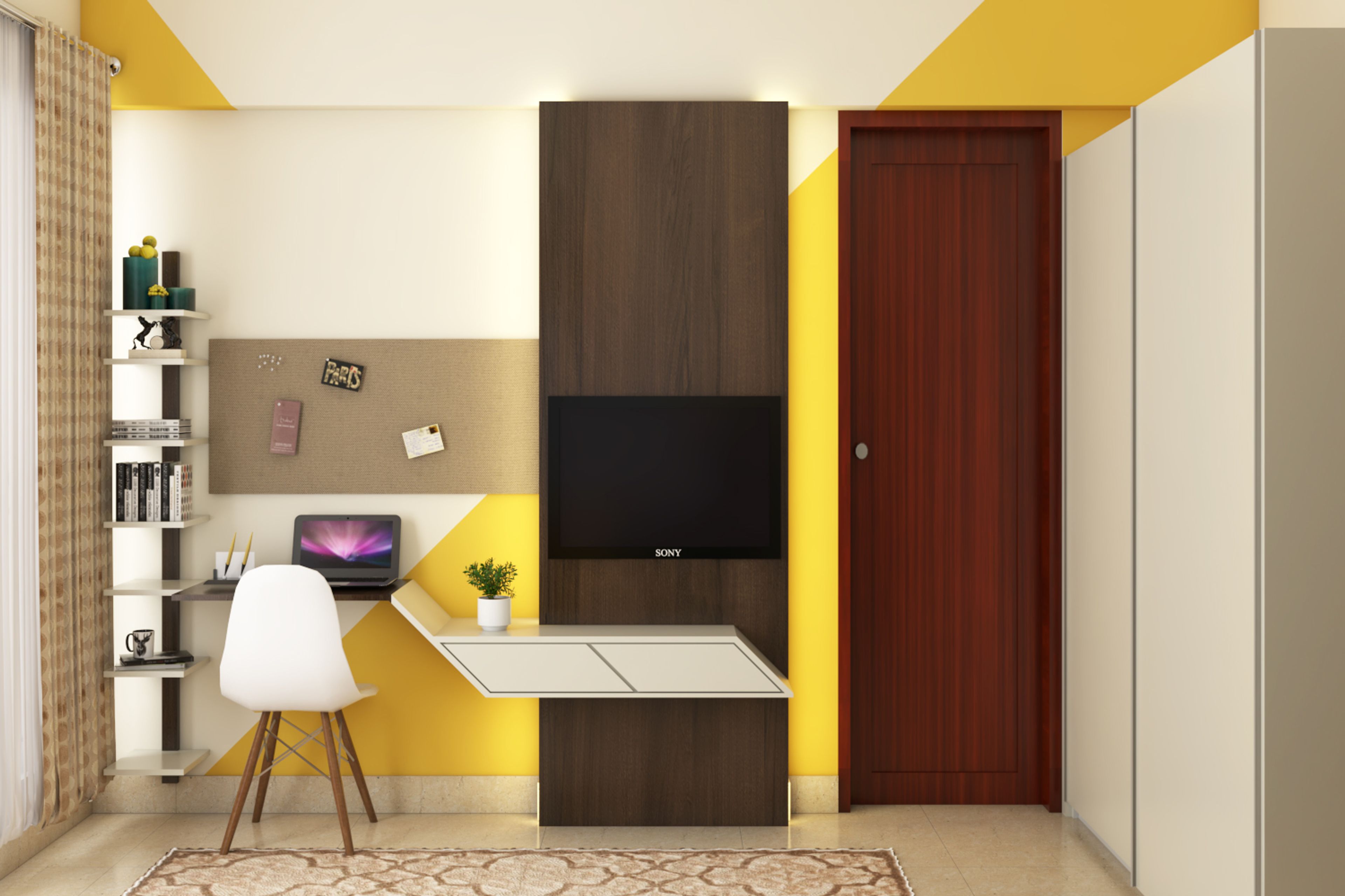 Study Room Design In Frosty White - Livspace