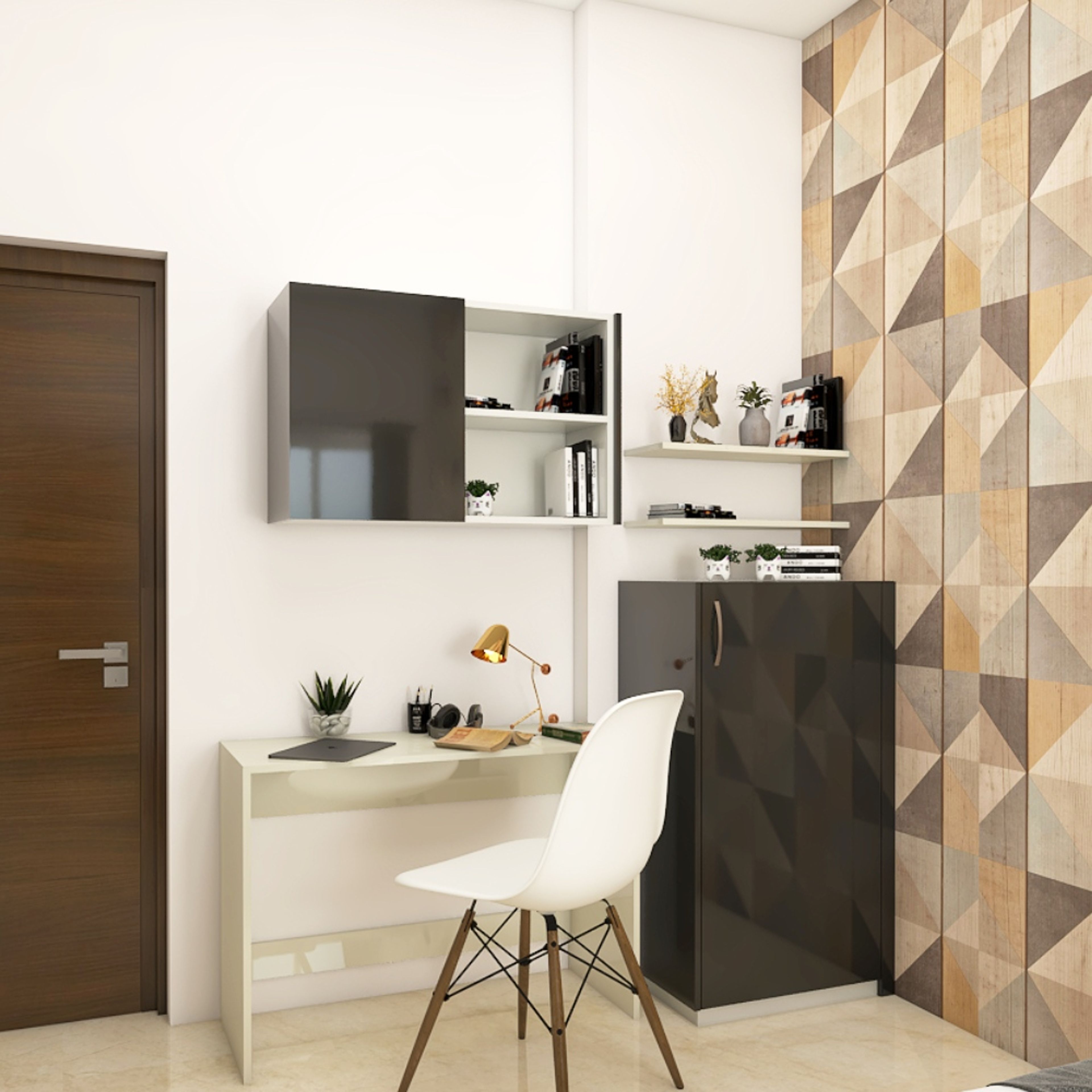 7x6 Ft White And Black Study Room Design - Livspace