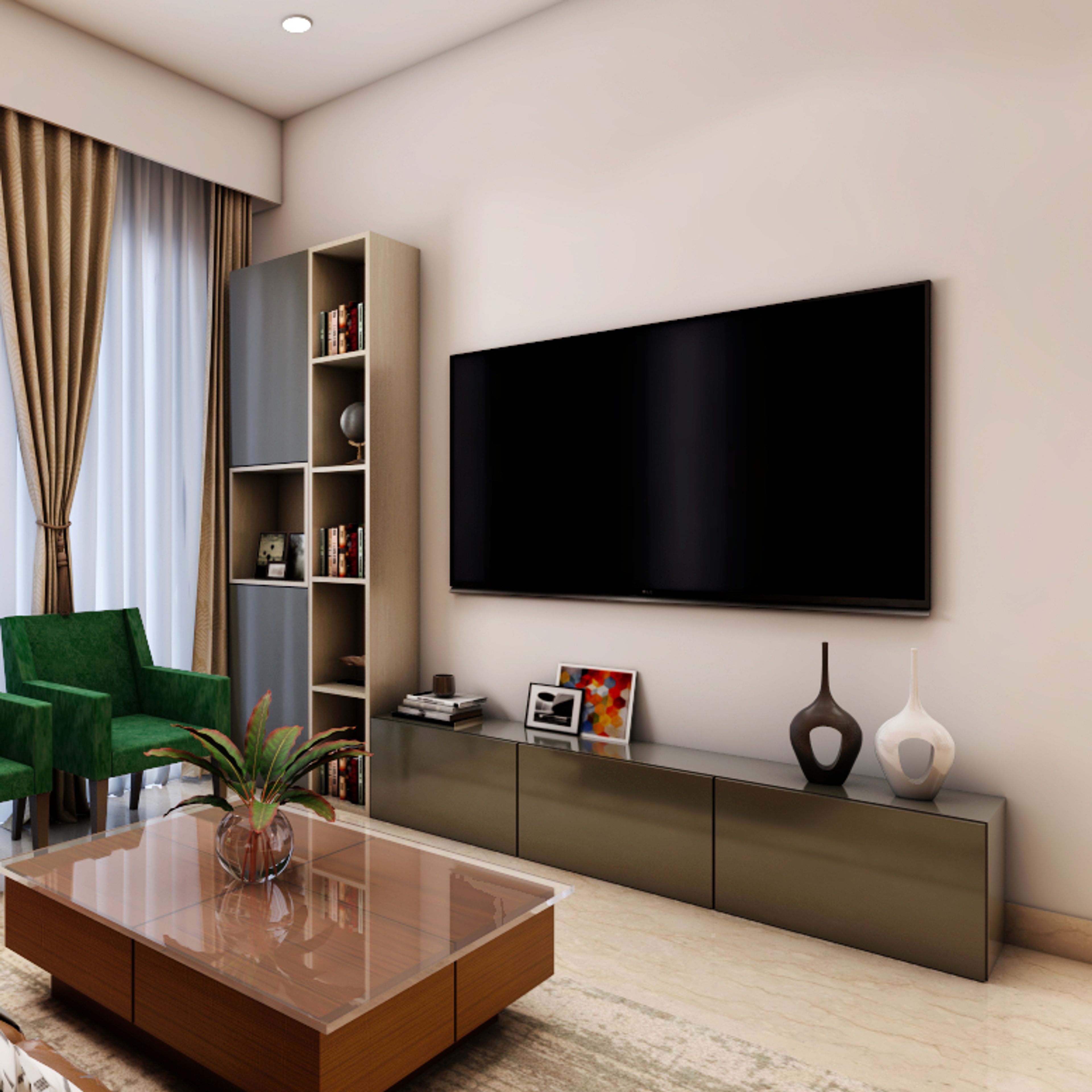 Brown TV Cabinet With Drawers And Shelves - Livspace