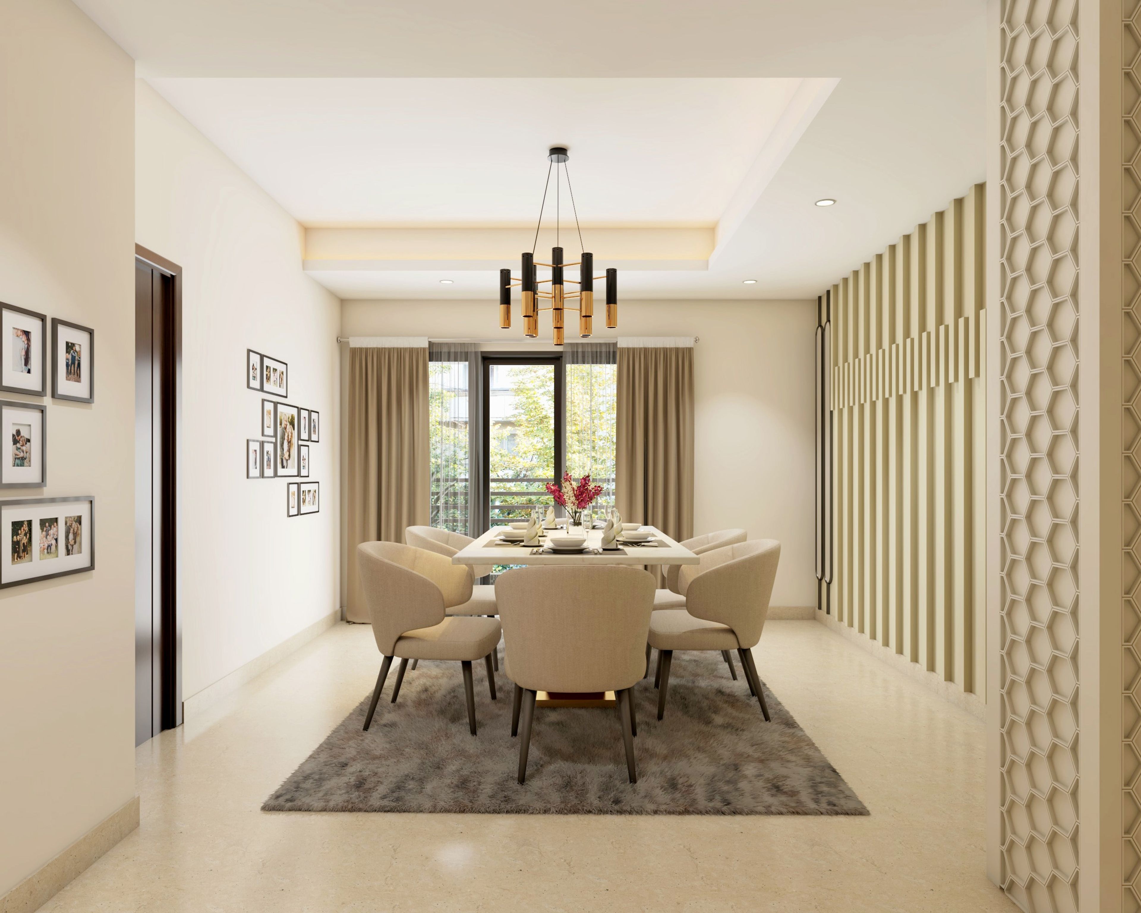 Contemporary Wall Design With Beige Paint And Trims