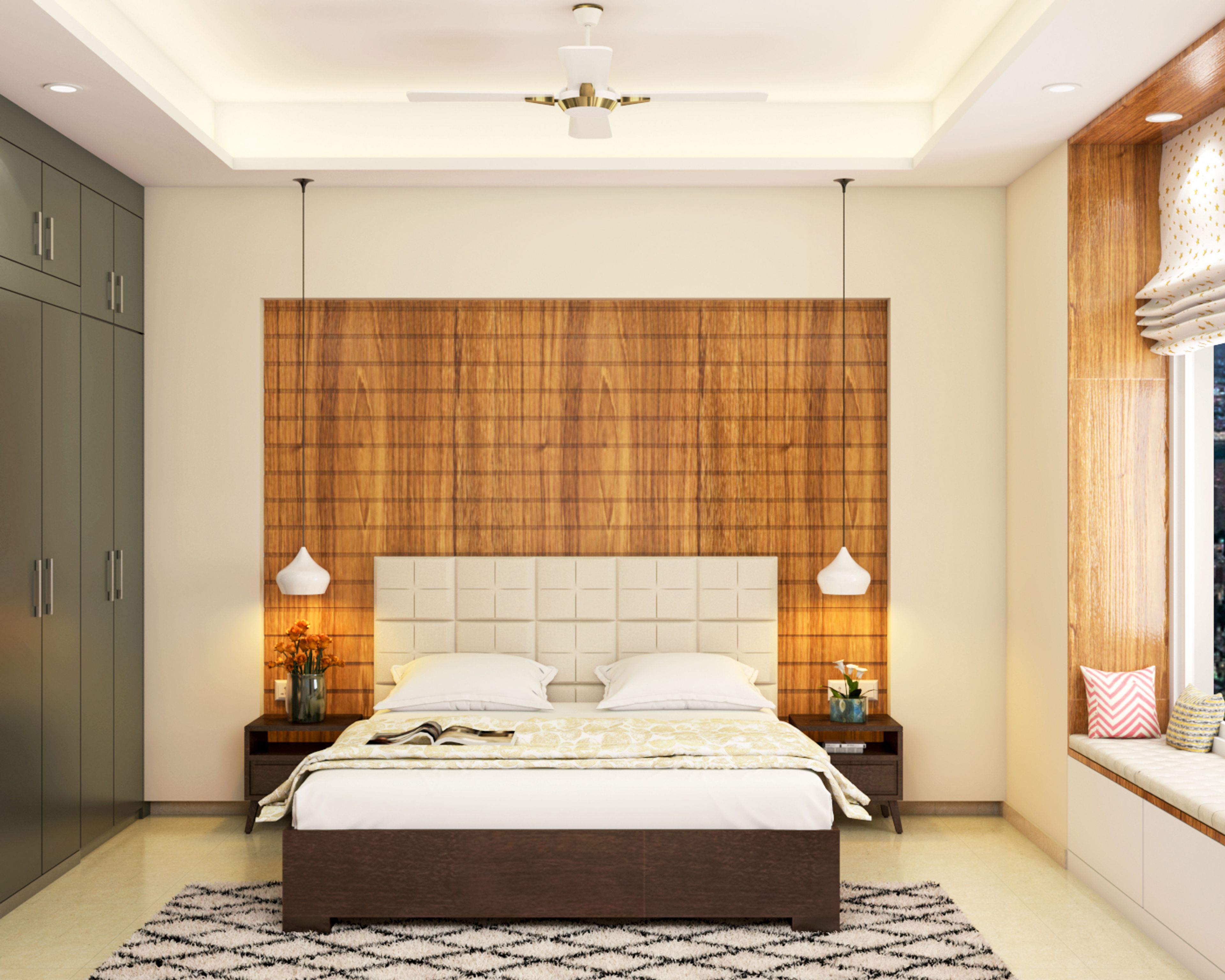 Classic Brown Bedroom Wall Design - Livspace