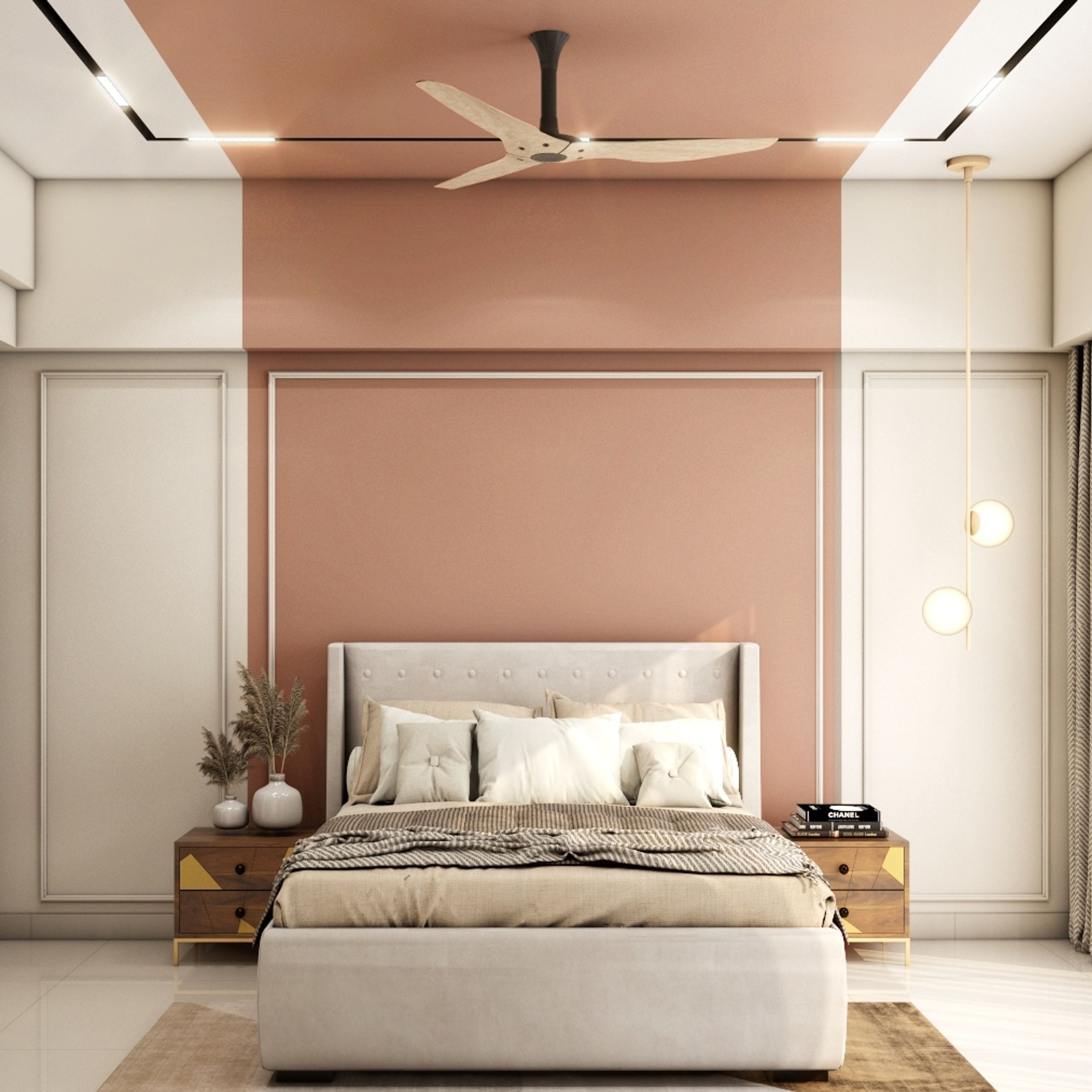 Off White And Light Pink Wall Paint And Trims - Livspace