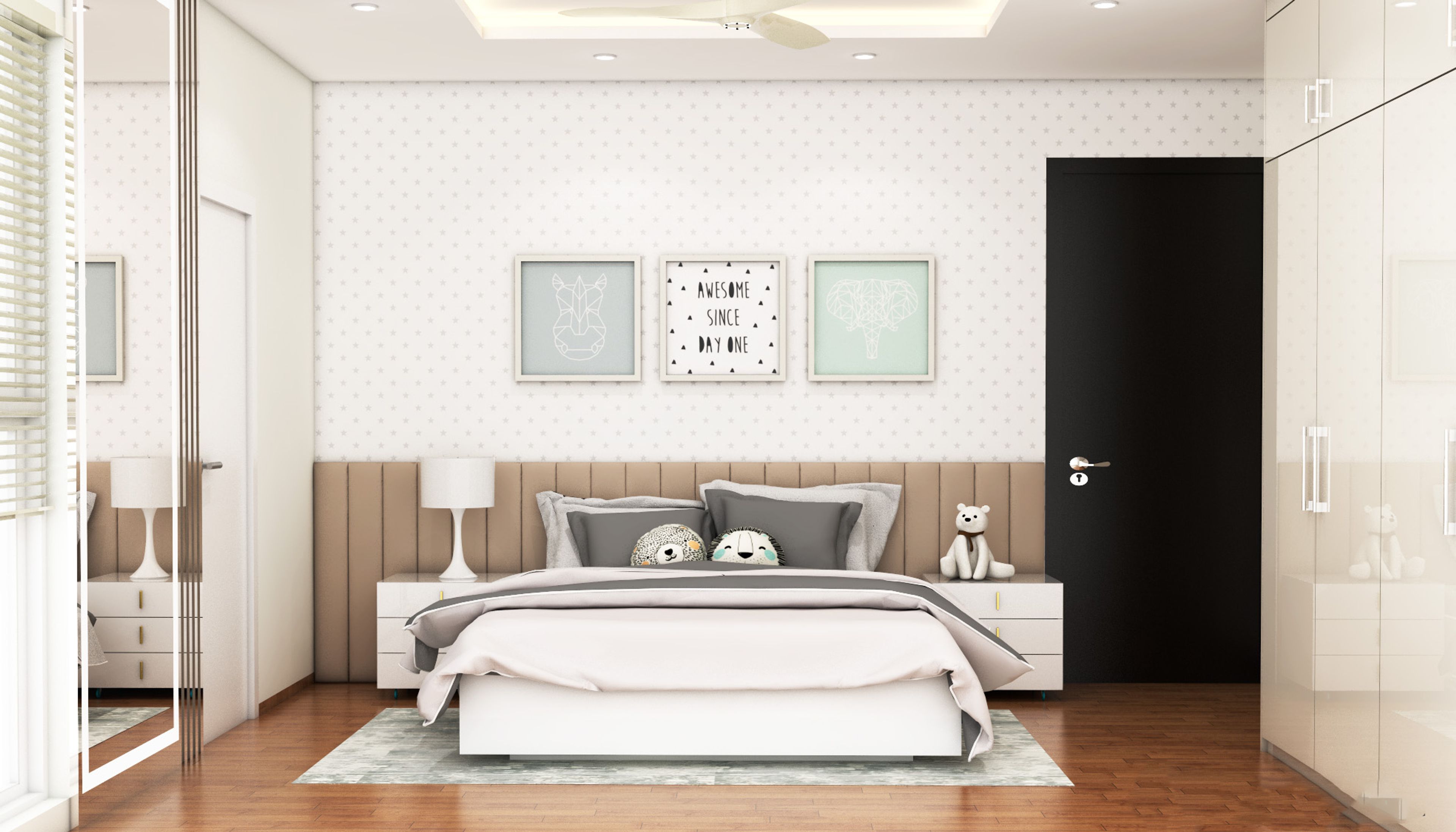 Contemporary Bedroom Wallpaper With A Star Pattern