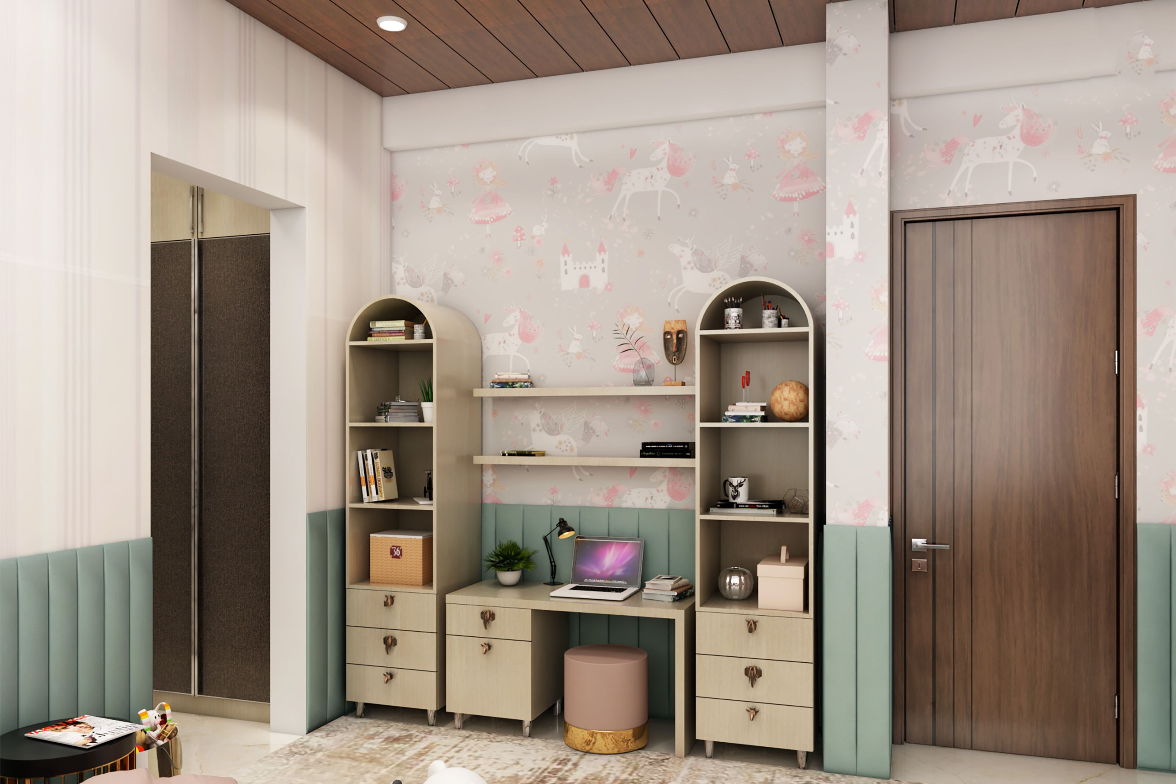 Modern Animal And Stripe Wallpaper Design For Kids' Rooms