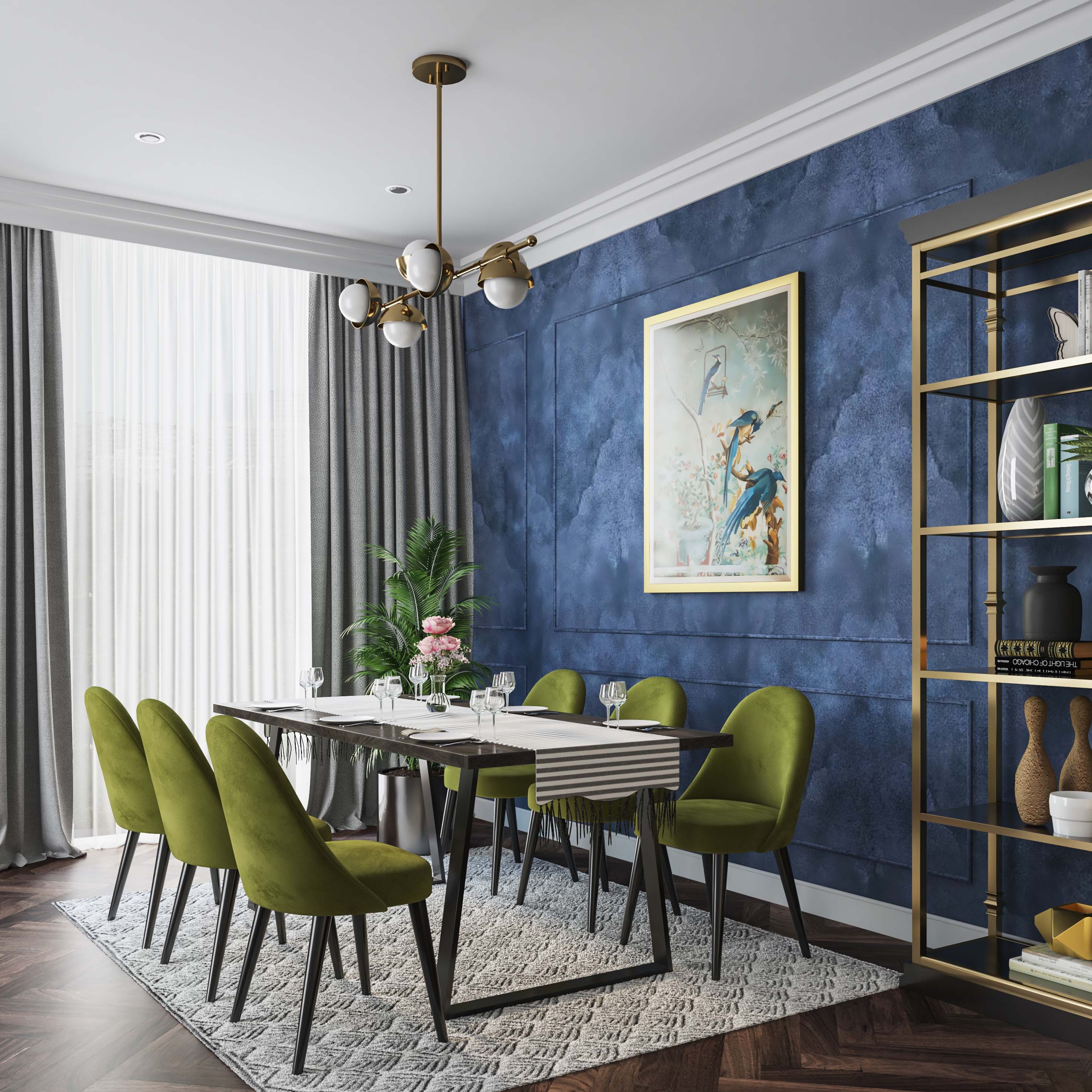 Contemporary Blue Wallpaper Design With A Textured Finish