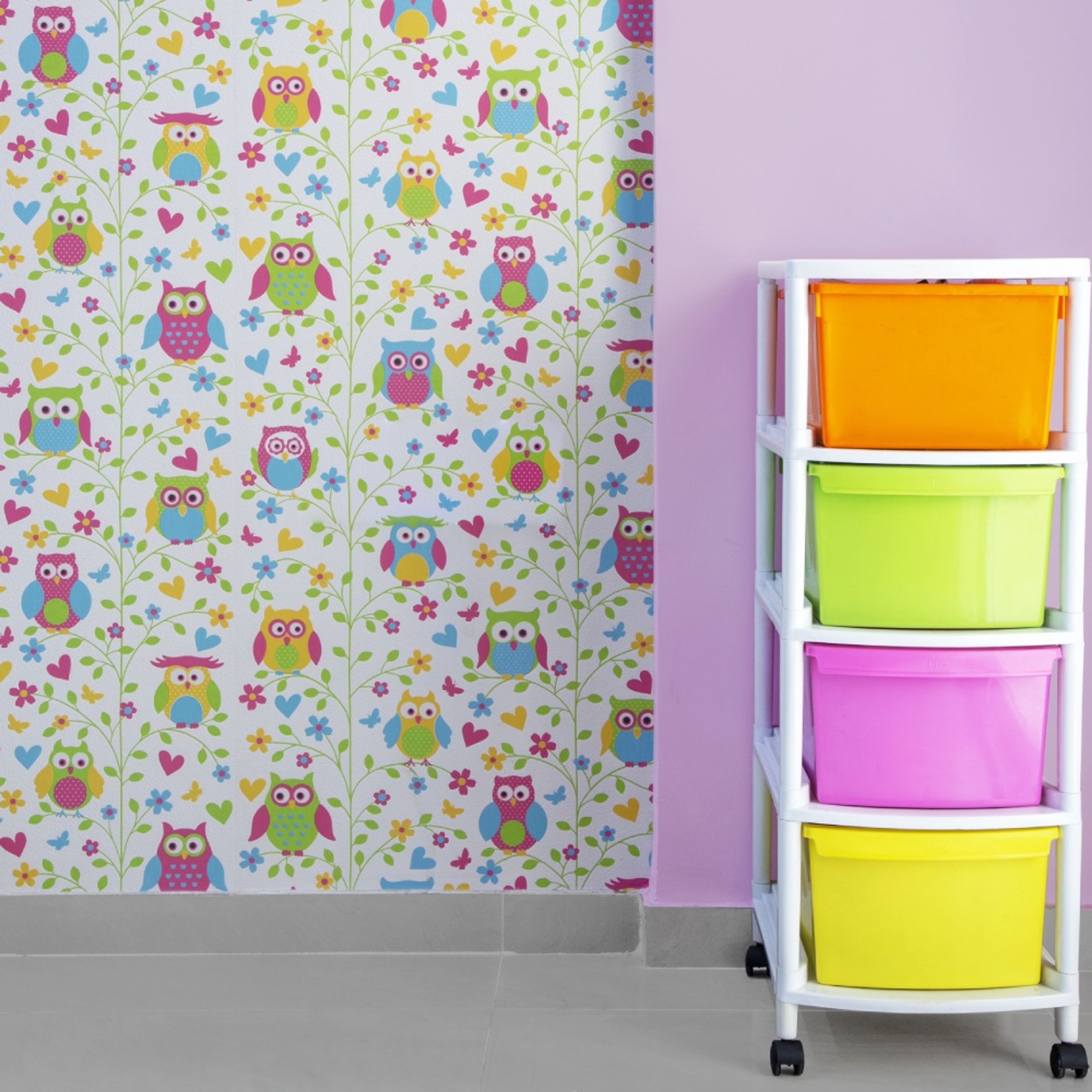 Multicolour Wallpaper Design For Kids' Room - Livspace