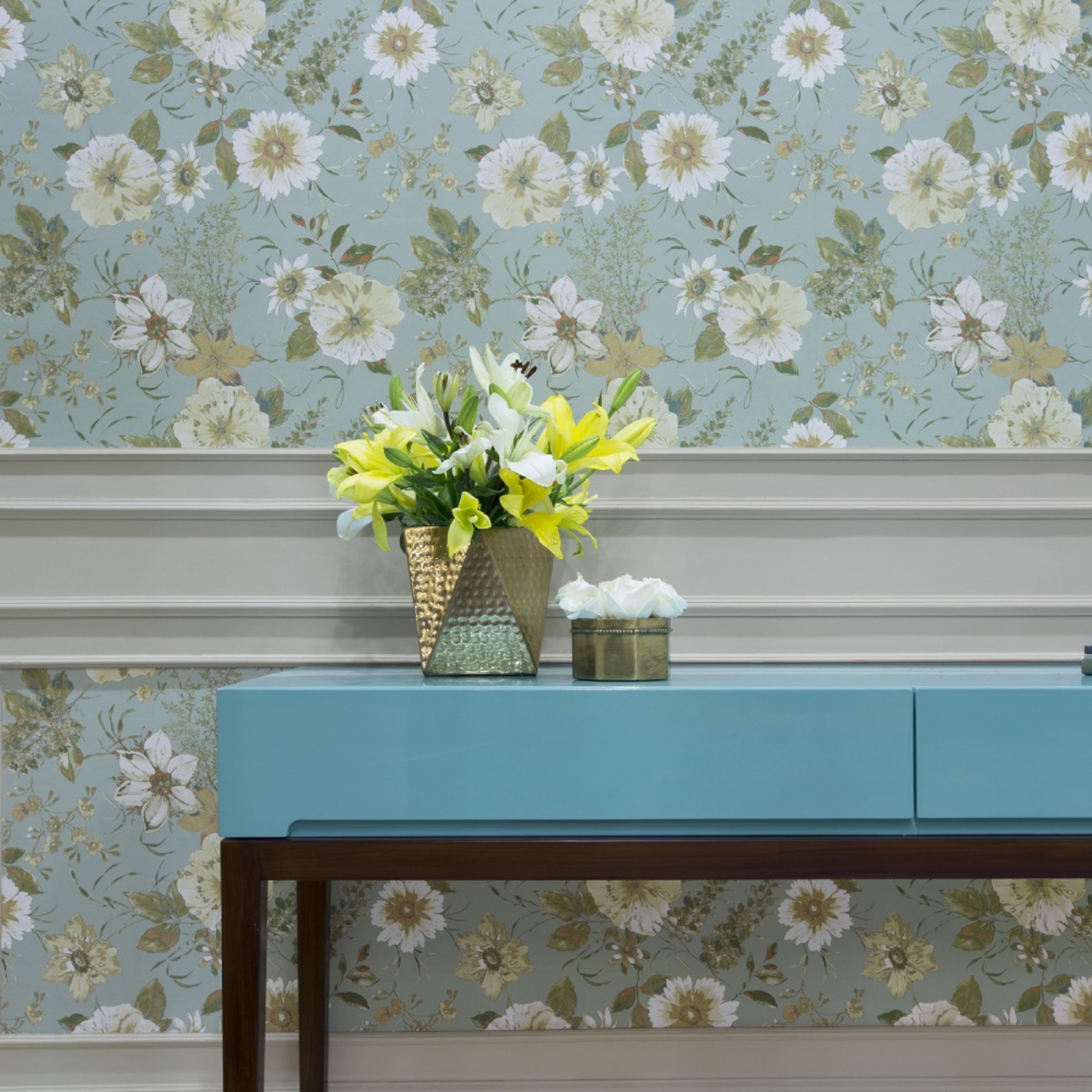 Colourful Wallpaper Design With A Botanical Print - Livspace