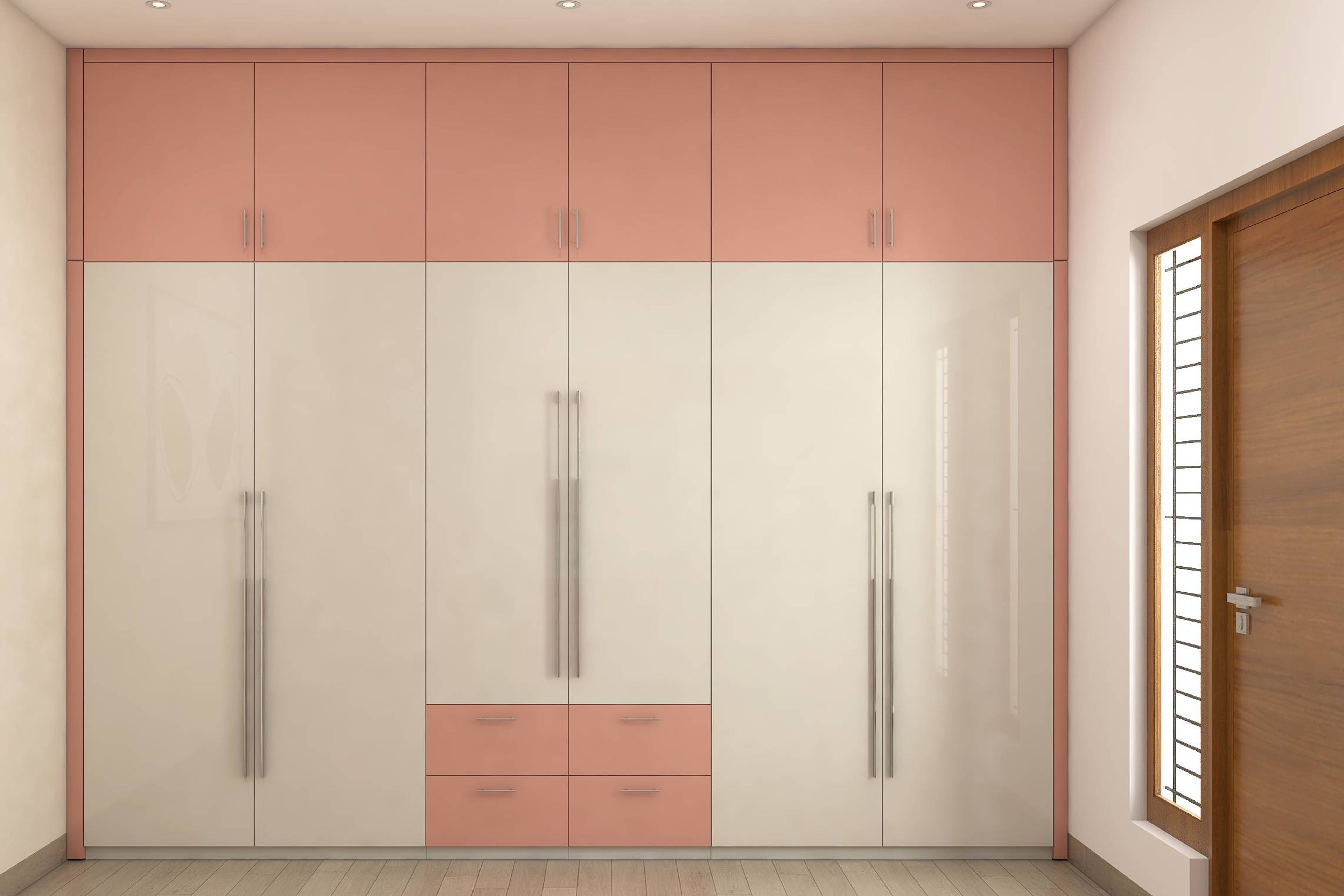 Modern 6-Door Wardrobe Design With Loft Storage