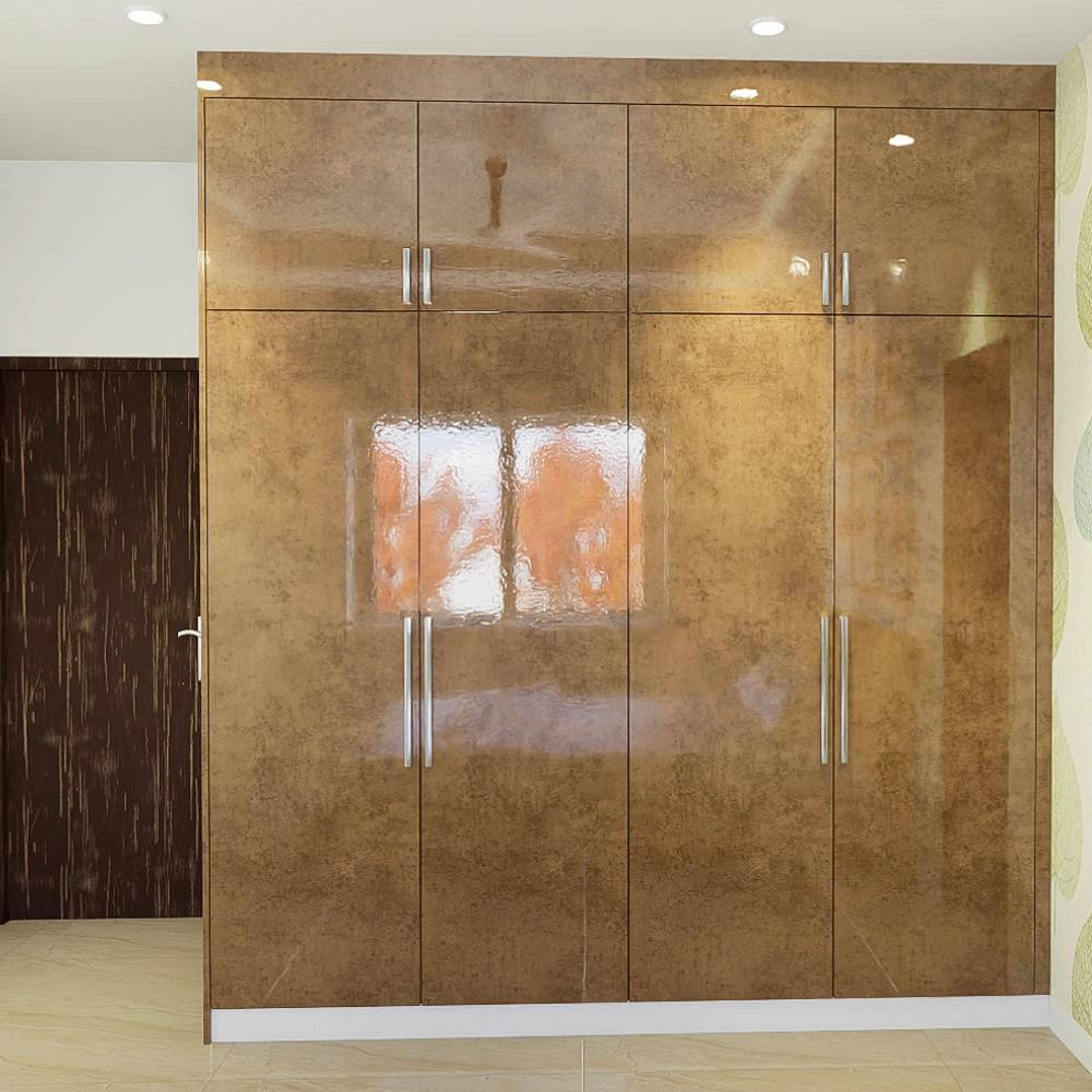 Contemporary 4-Door Swing Wardrobe Design With Loft Storage