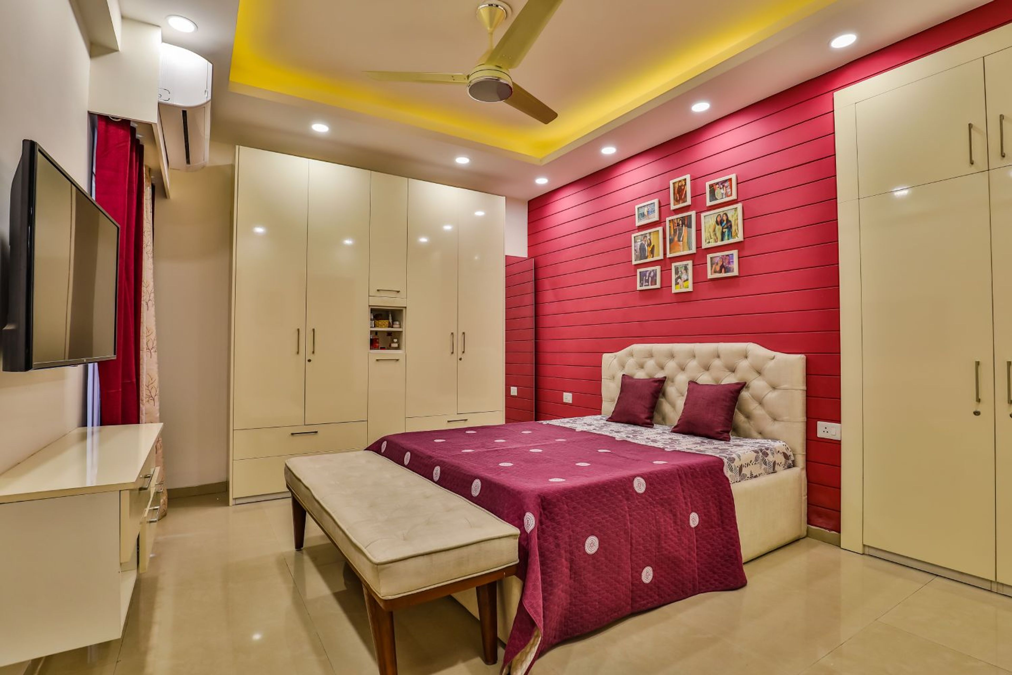 Master Bedroom Design with4-Door Swing Wardrobe