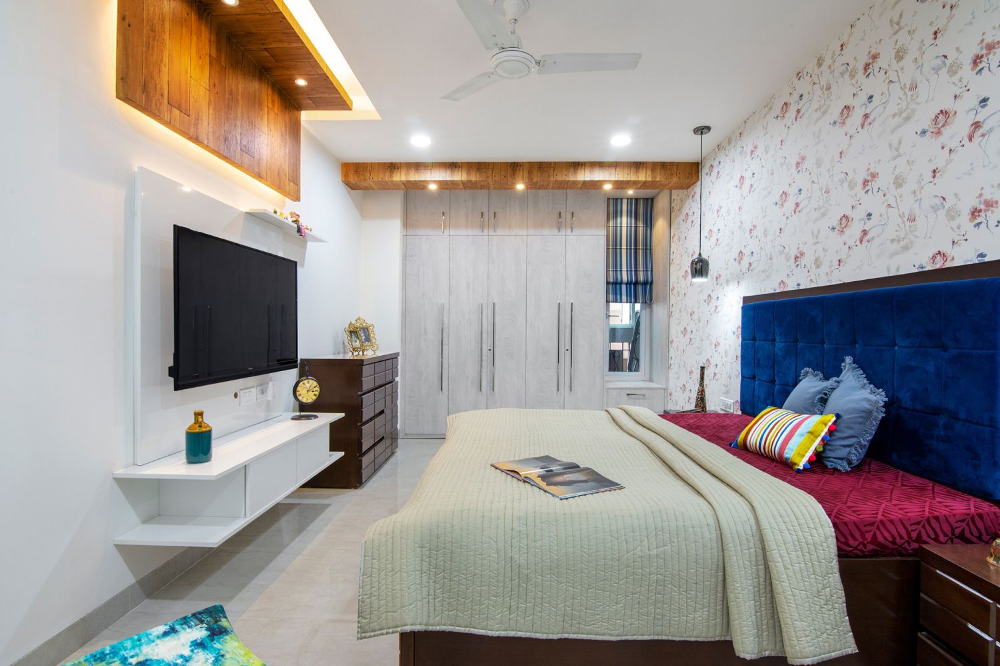 Master Bedroom Design with 5-Door Swing Wardrobe