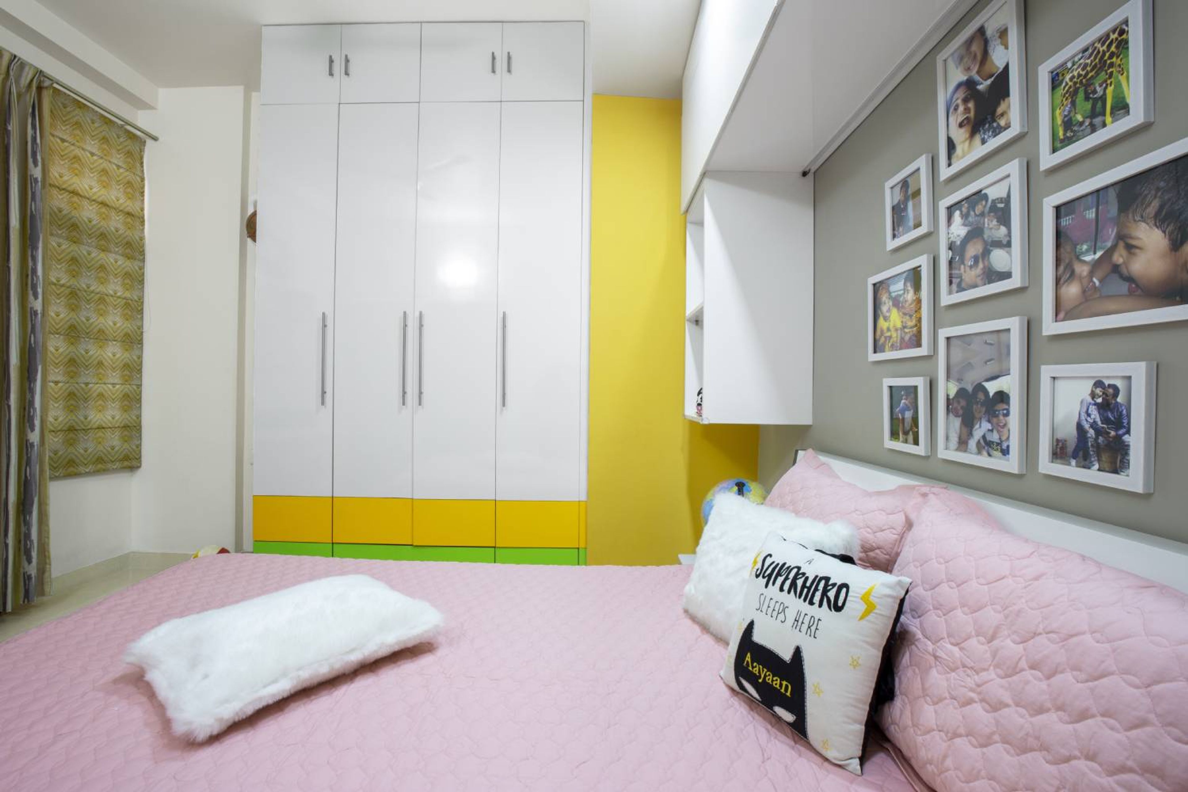Kids Bedroom Design with 4-Door Swing Wardrobe