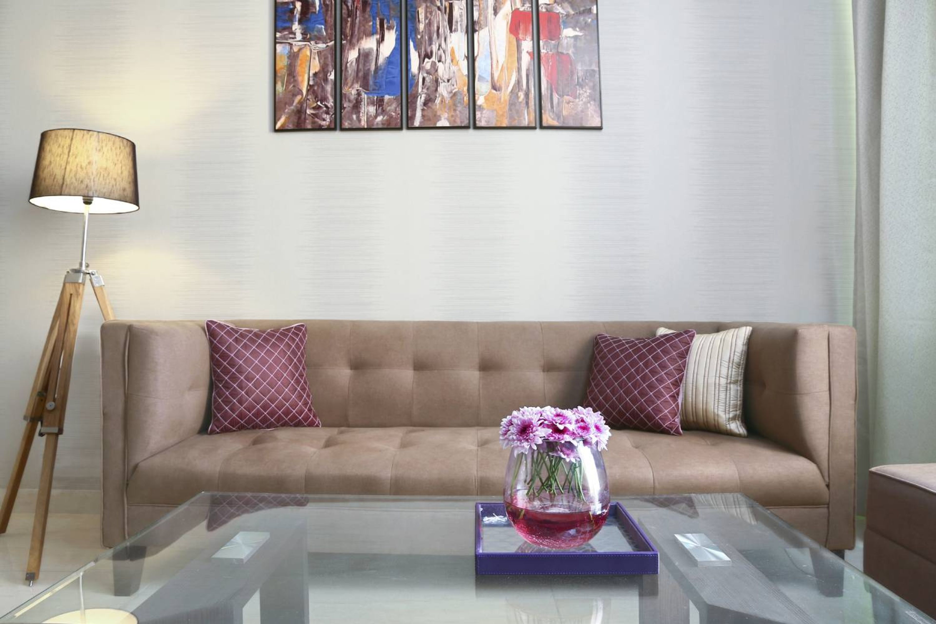 Modern 2BHK Flat Design with Rick Wallpapers and Sleek Wardrobes