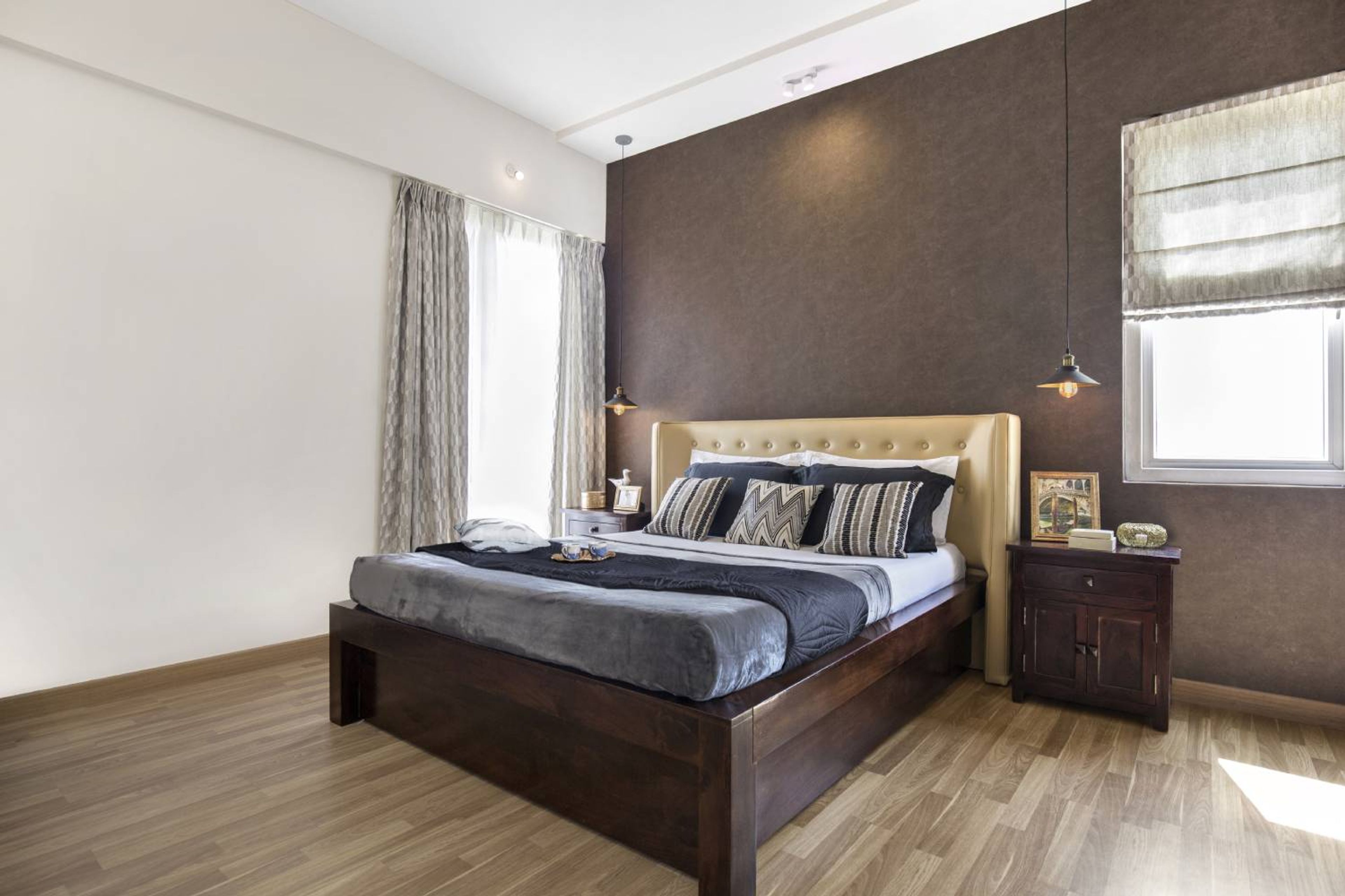 Master Bedroom Design with Brown Wall
