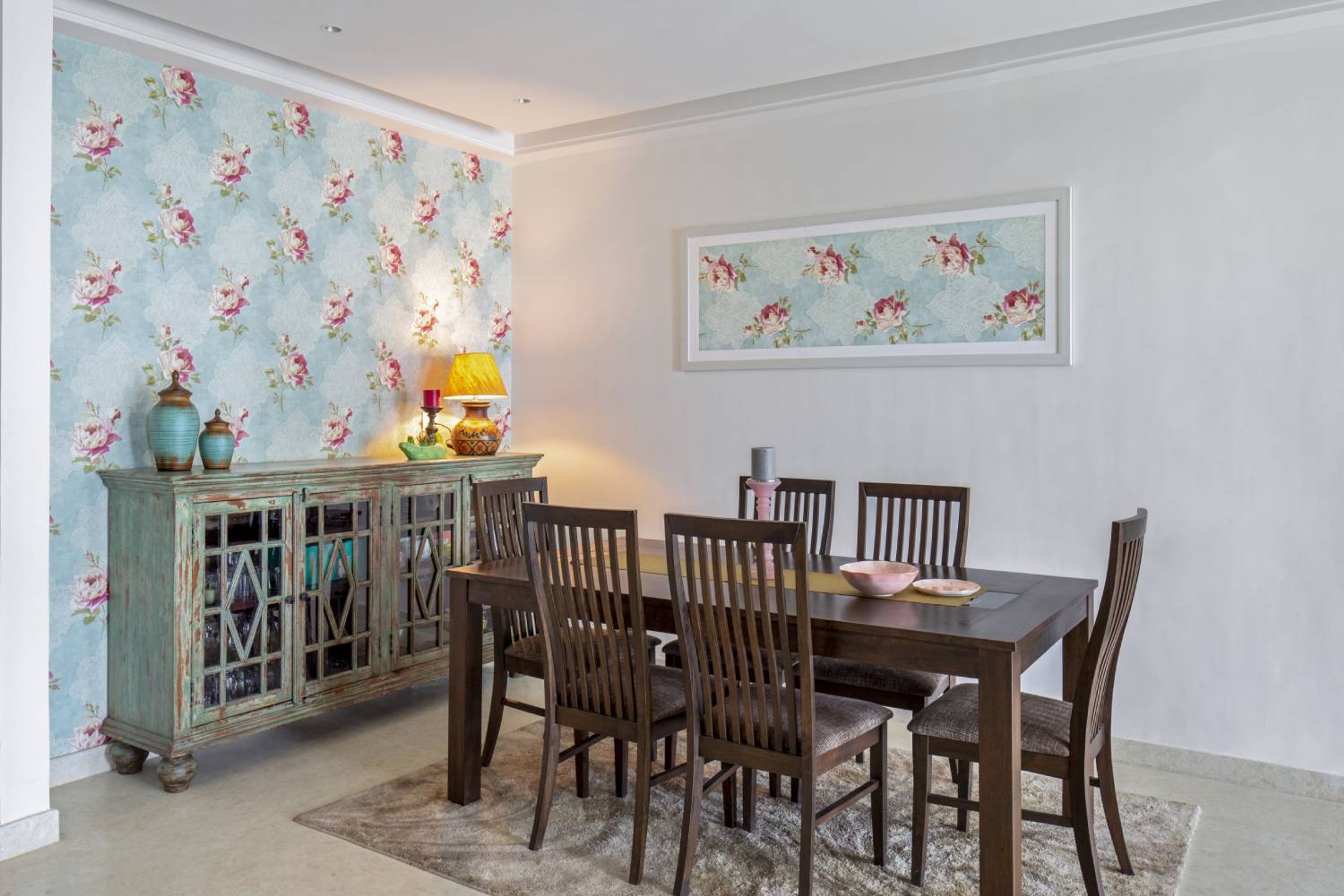 6-Seater Wooden Dining Room Design