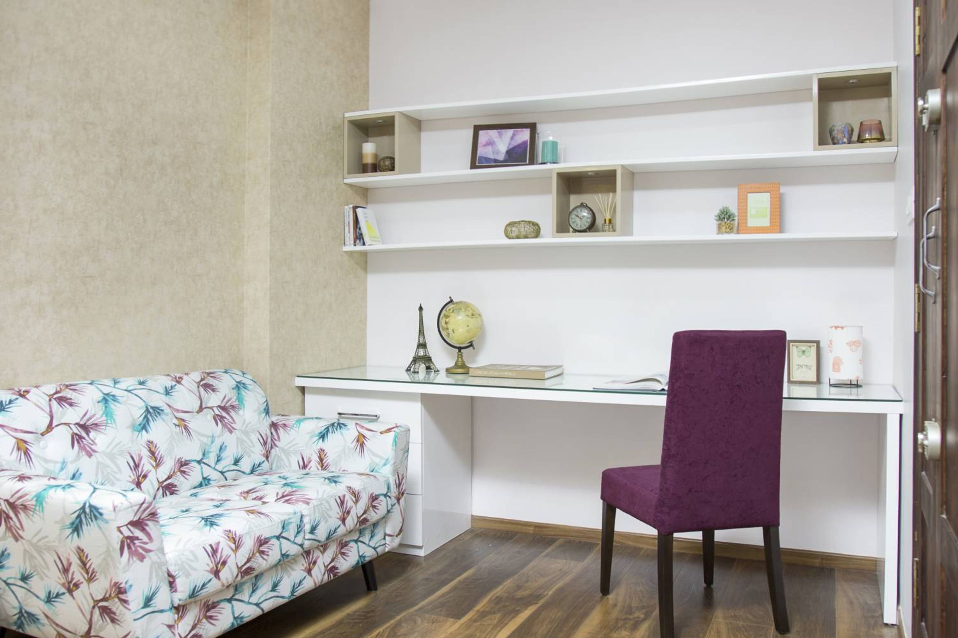 Common Room Design with Floral Sofa and Chair