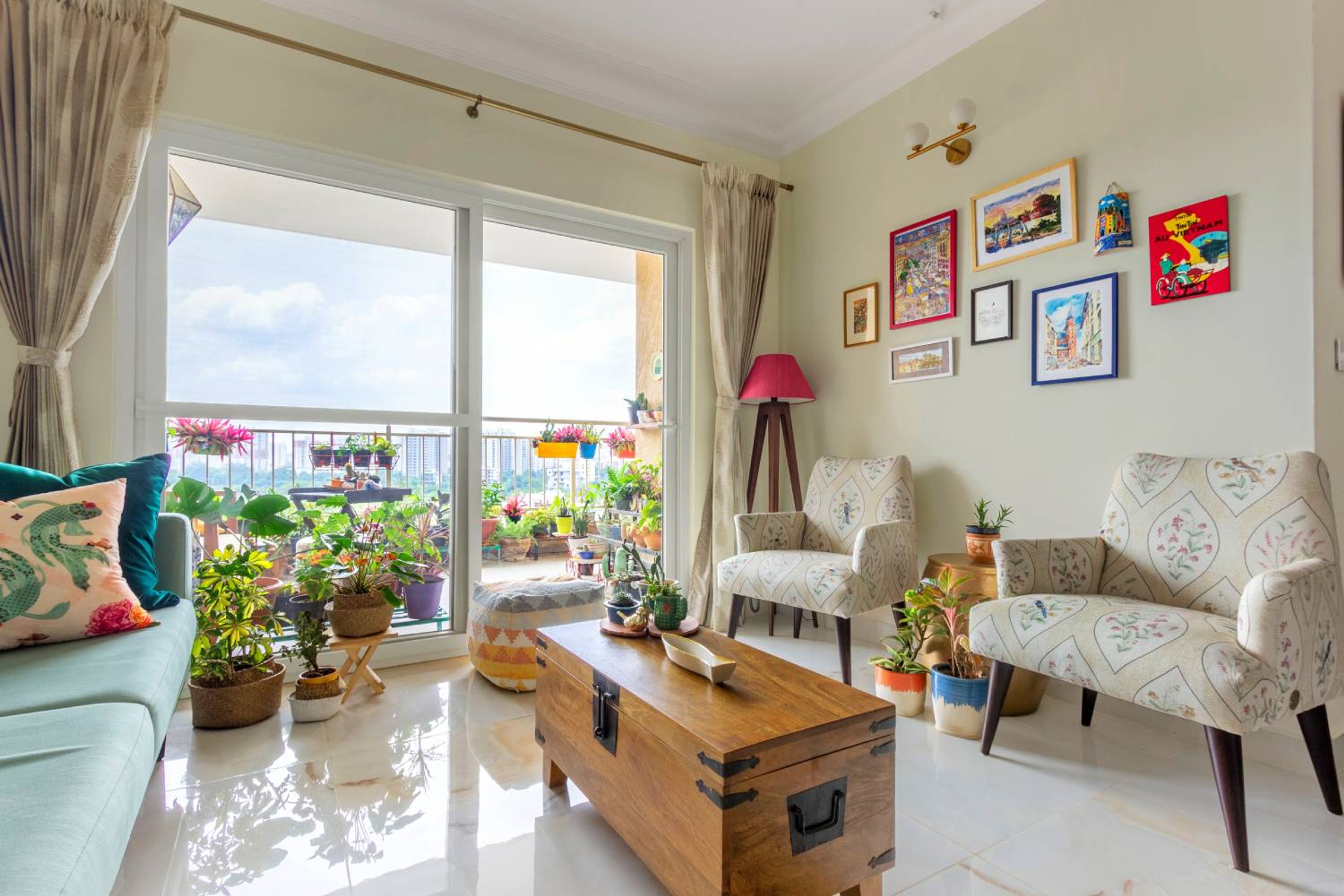 Living Room Design with Beige Accent Chairs