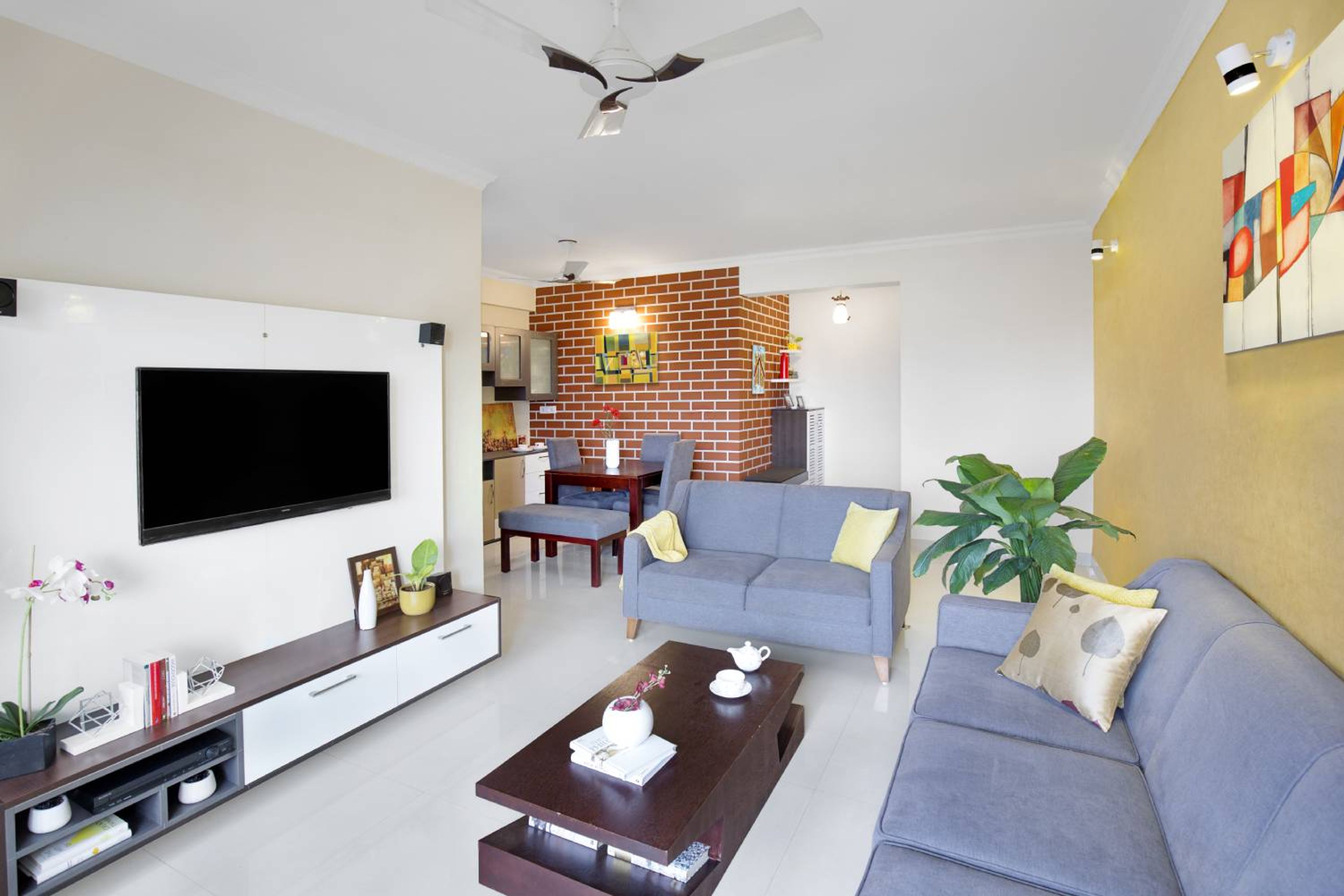 Living Room Design with Grey Sofas