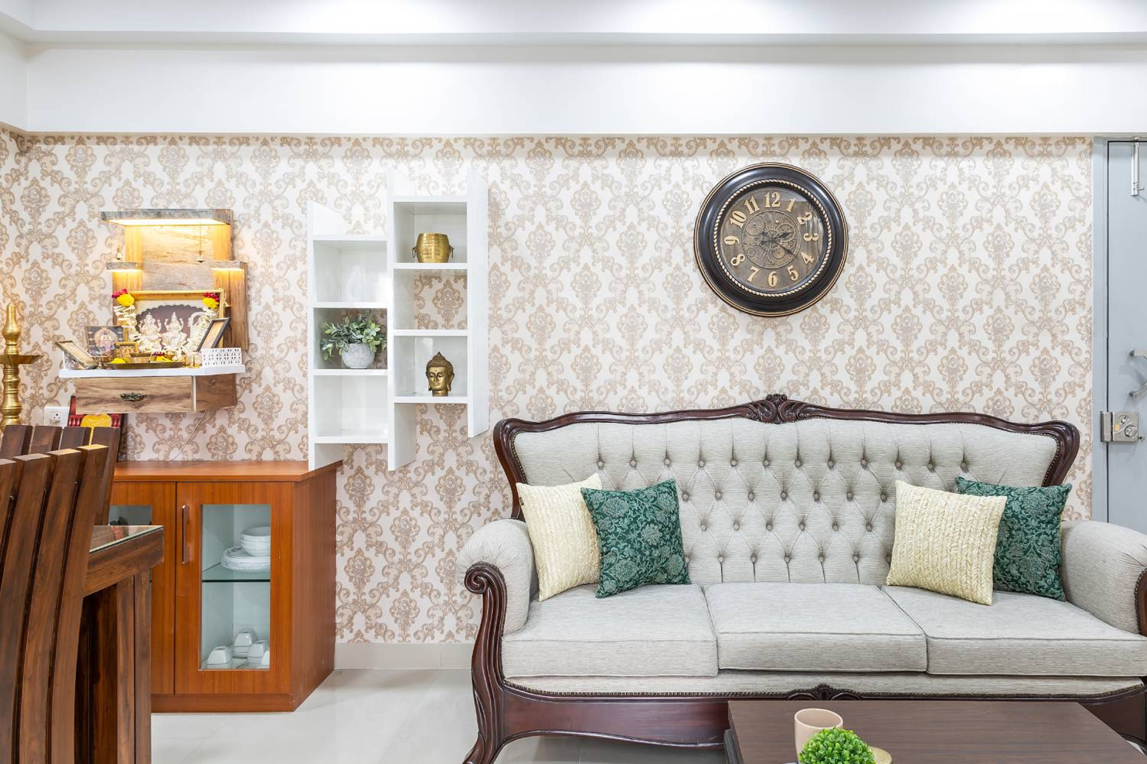 Living Room Design with Grey Sofa