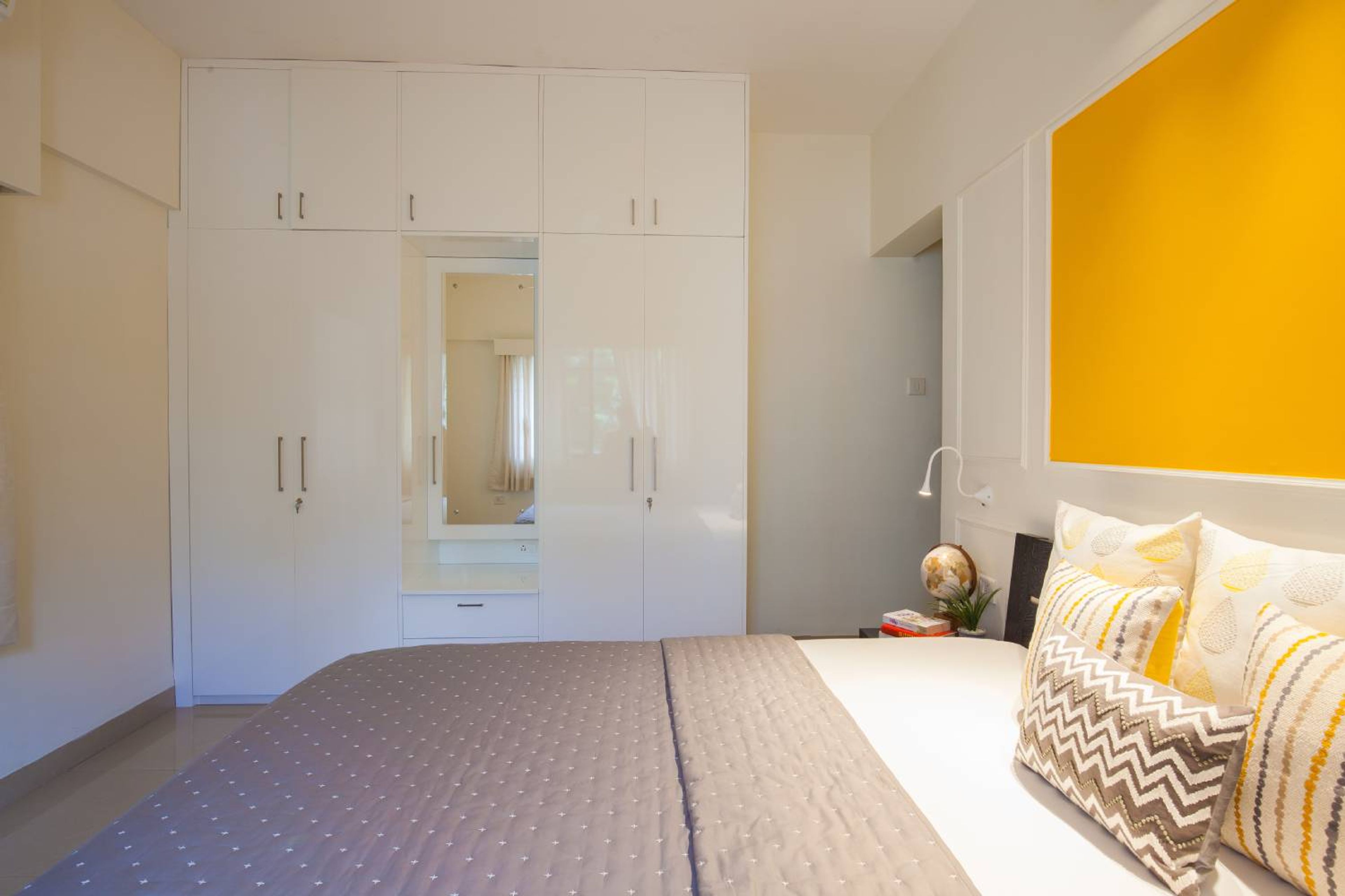 Master Bedroom Design with 4-Door Swing Wardrobe