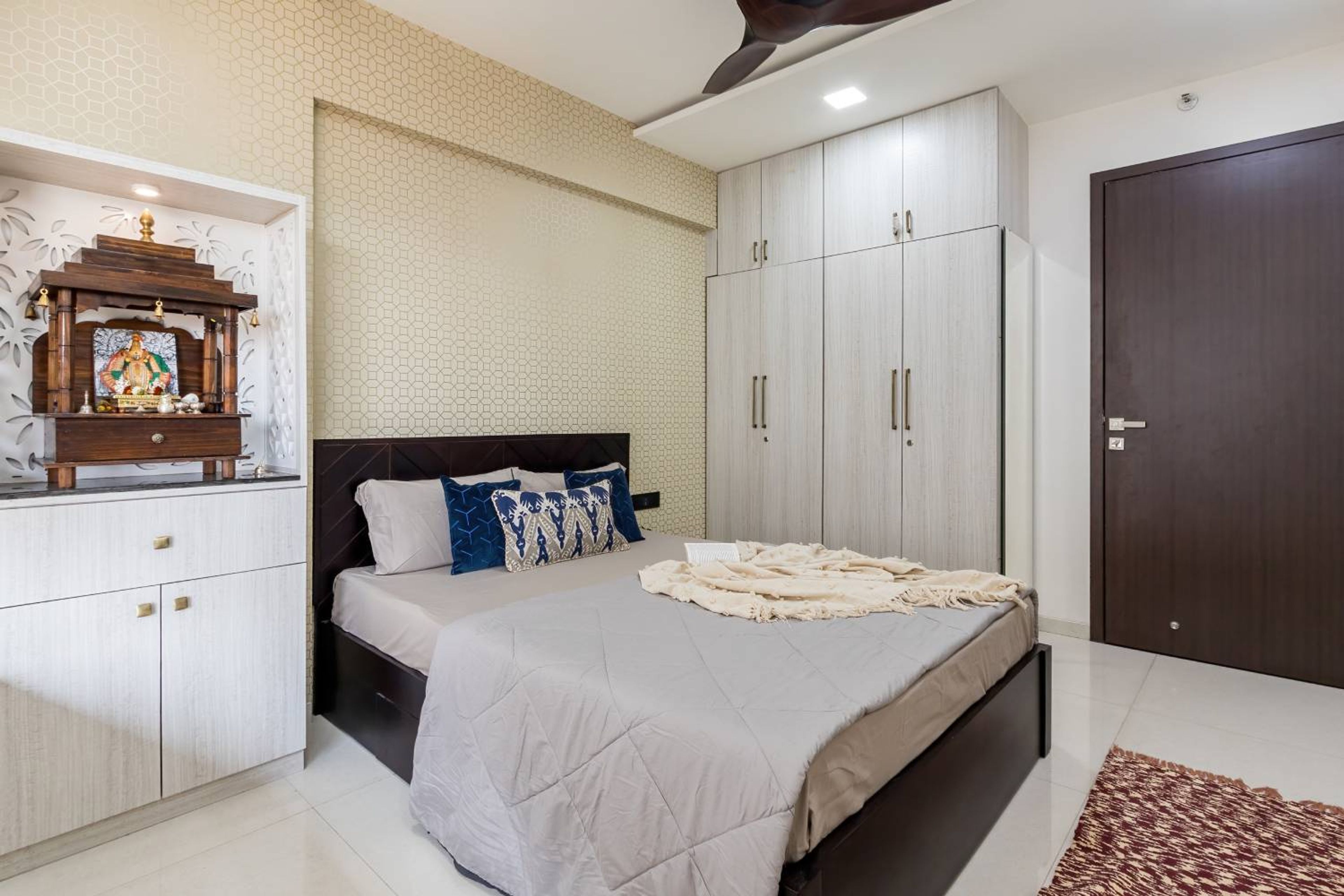 Guest Bedroom Design with 4-Door Swing Wardrobe