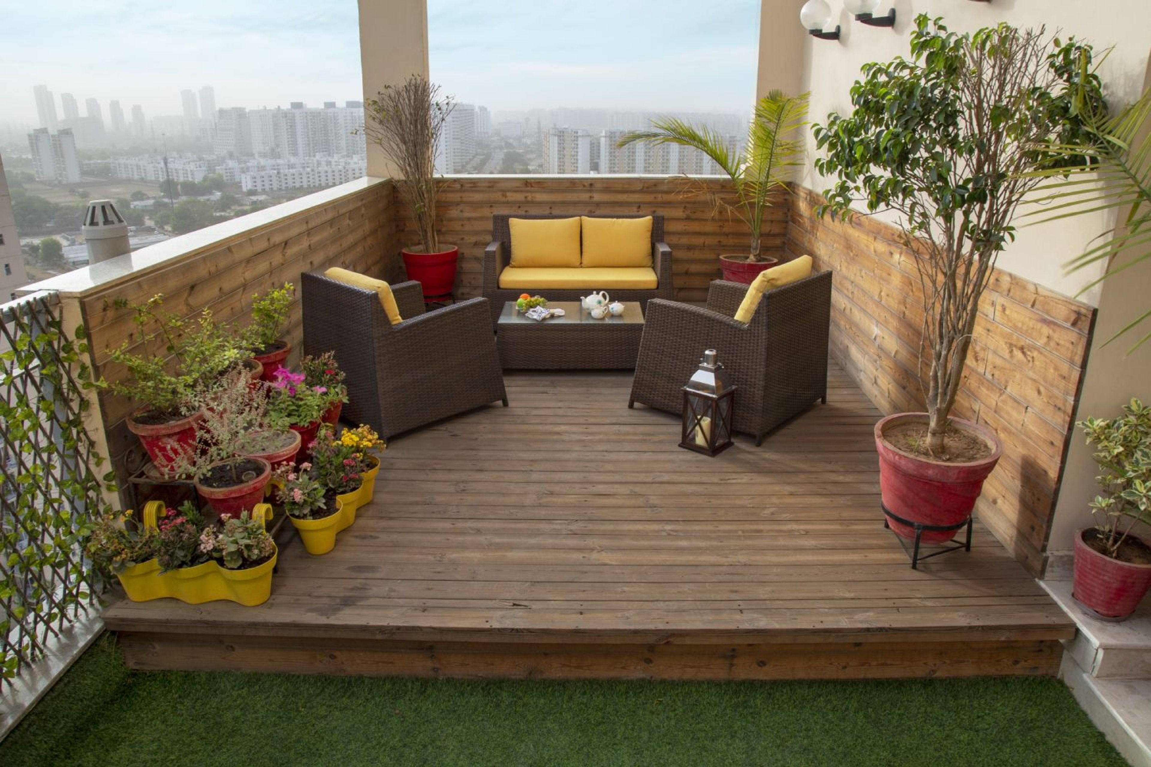 Balcony Design with Cane Seating