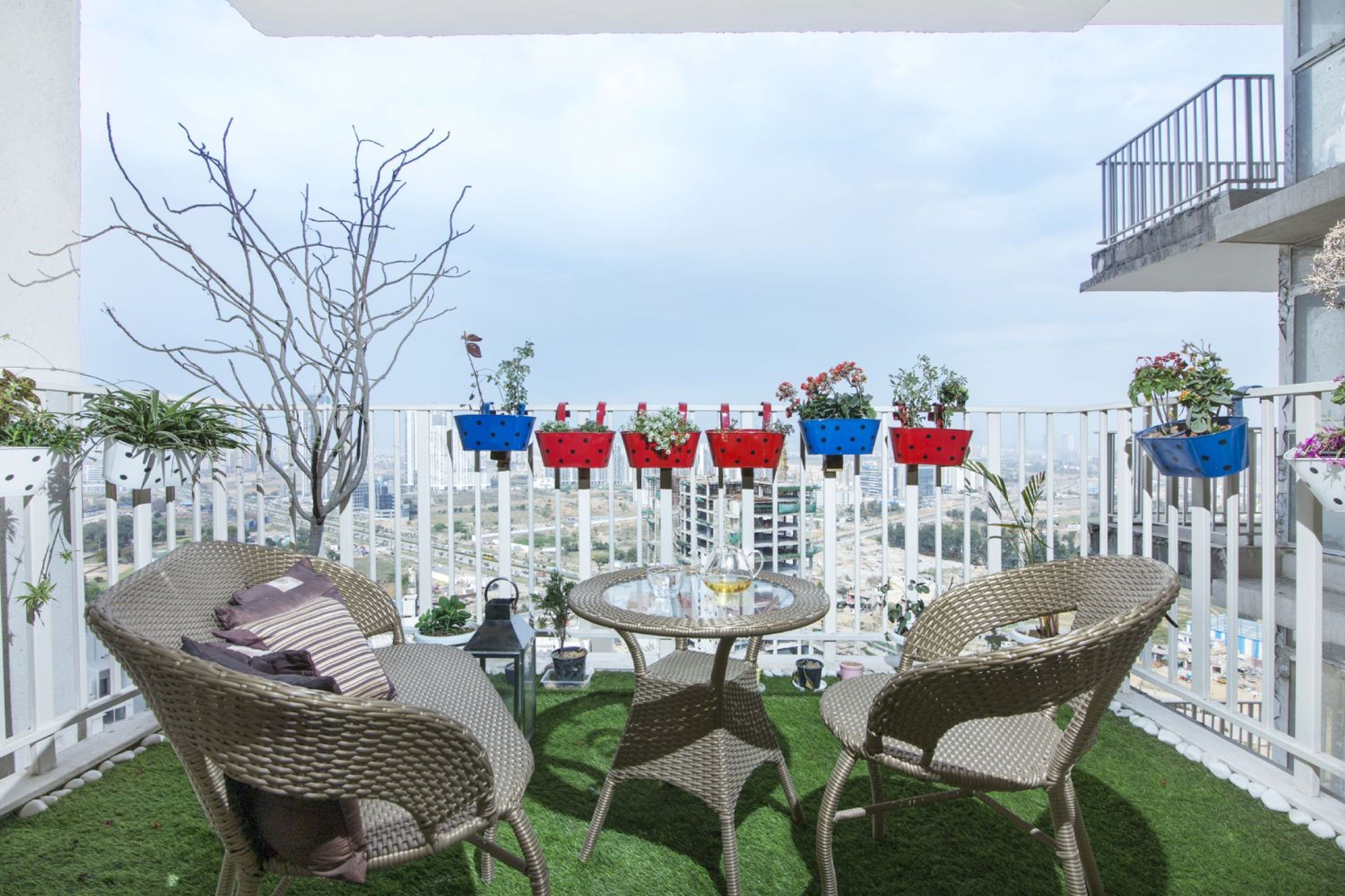 Balcony Design with Cane Seating