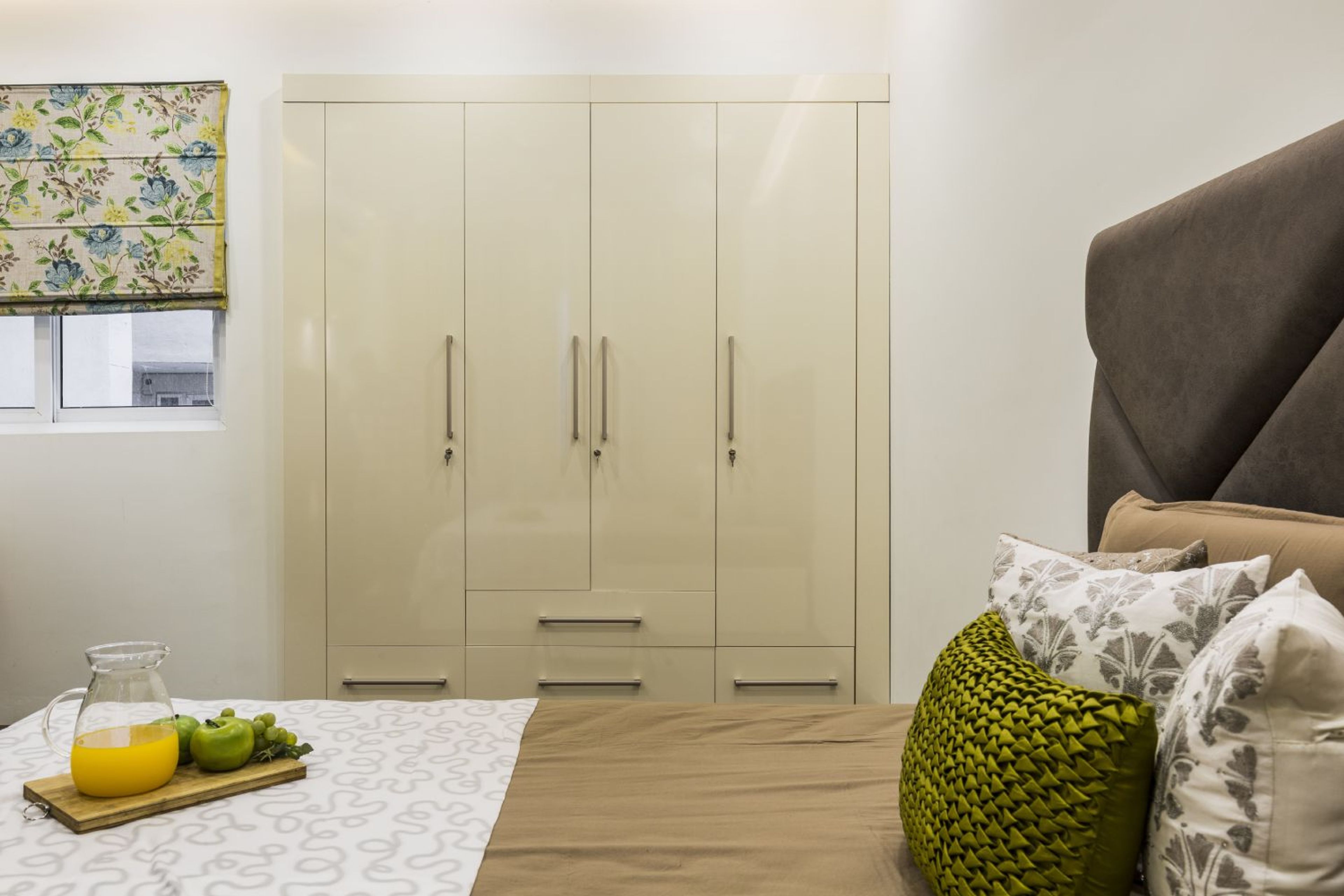 Master Bedroom Design with 4-Door Swing Wardrobe