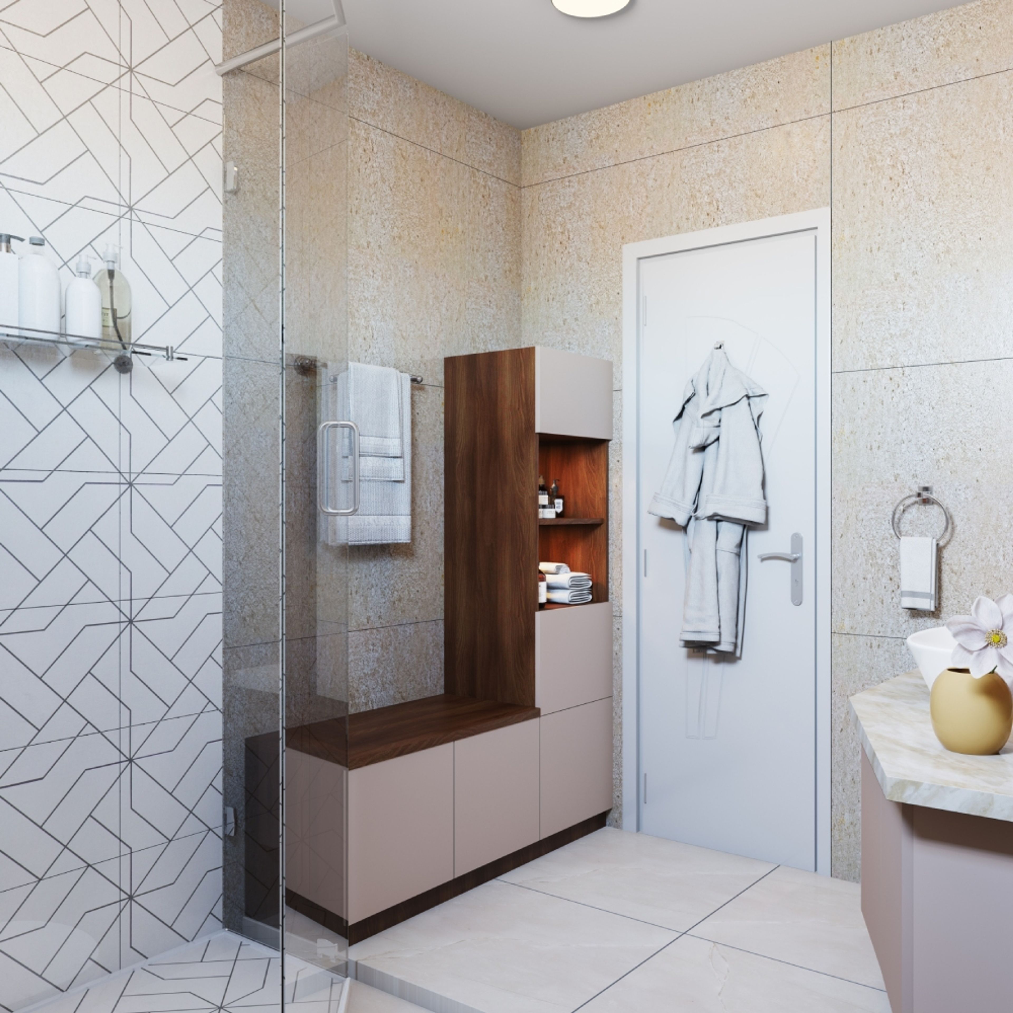 Bathroom Design with Marble Countertop